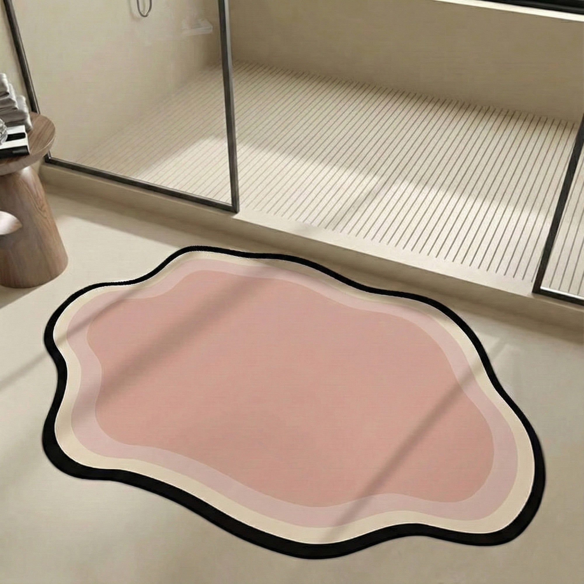 Anna-Kaci Irregular Shaped Decorative Table Placemat with Layered Abstract Border Design