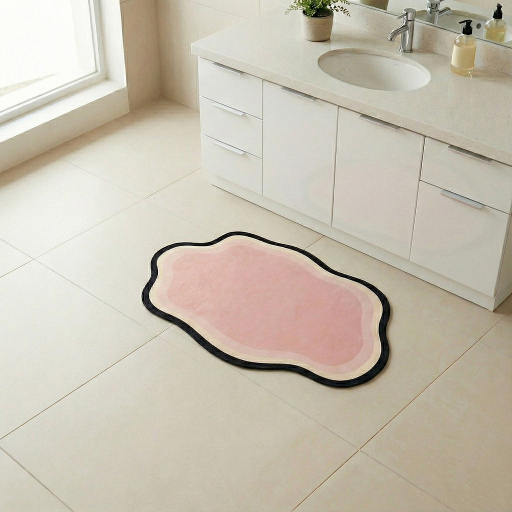 Anna-Kaci Irregular Shaped Decorative Table Placemat with Layered Abstract Border Design