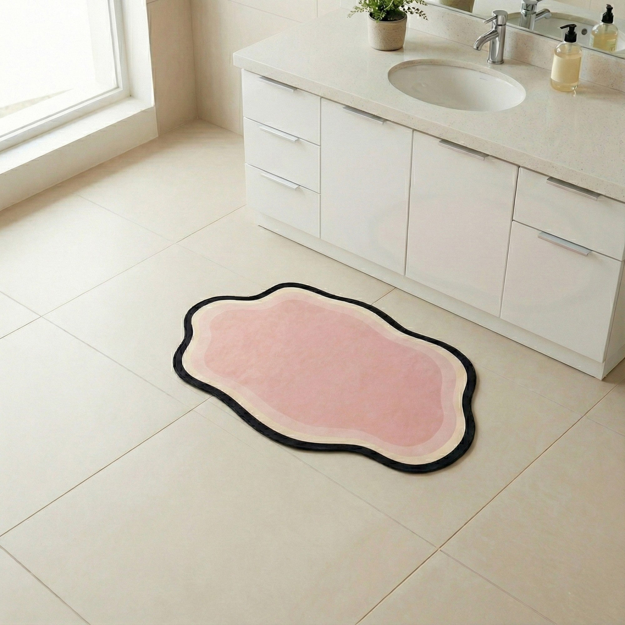 Anna-Kaci Irregular Shaped Decorative Table Placemat with Layered Abstract Border Design