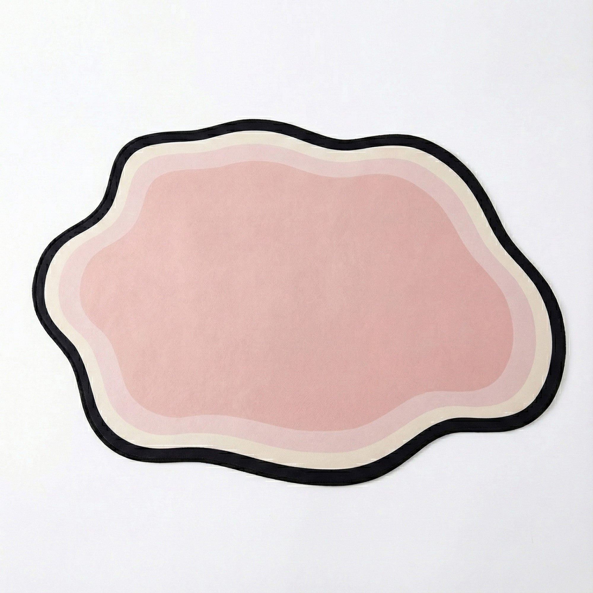 Anna-Kaci Irregular Shaped Decorative Table Placemat with Layered Abstract Border Design