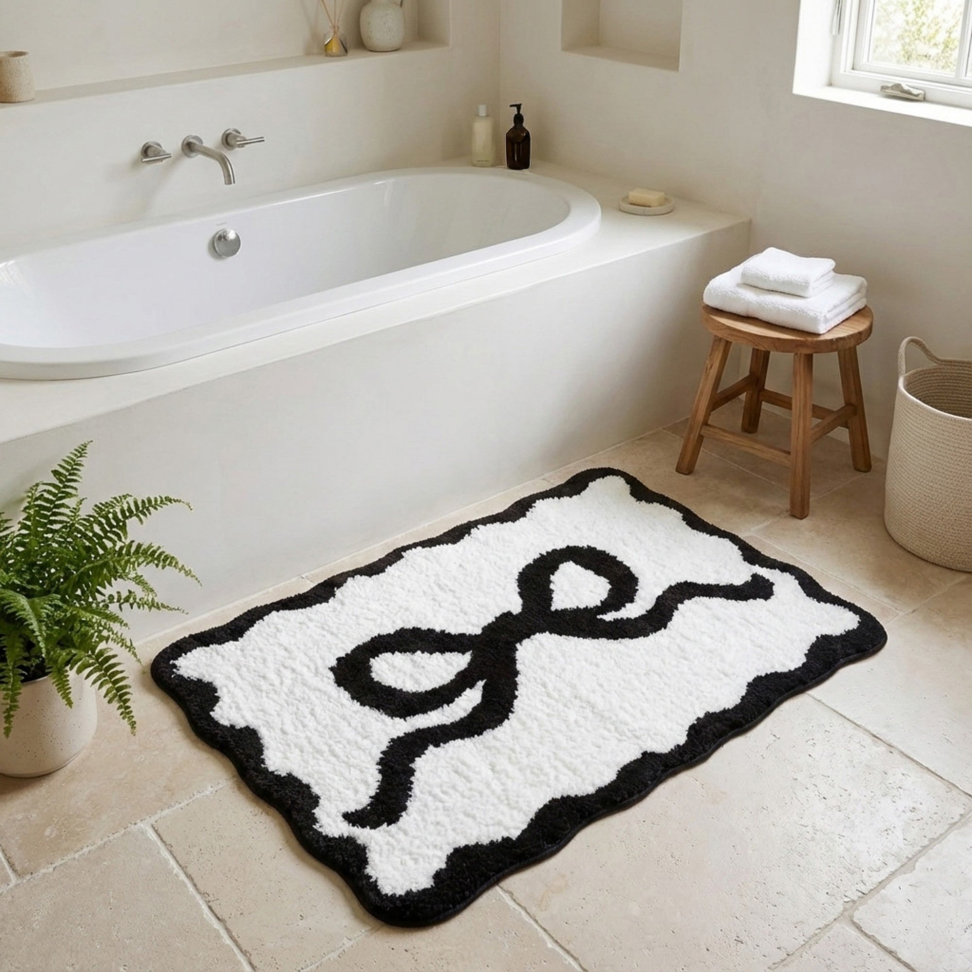 Anna-Kaci Tufted Abstract Bow Accent Mat Decorative Floor and Tabletop Decoration