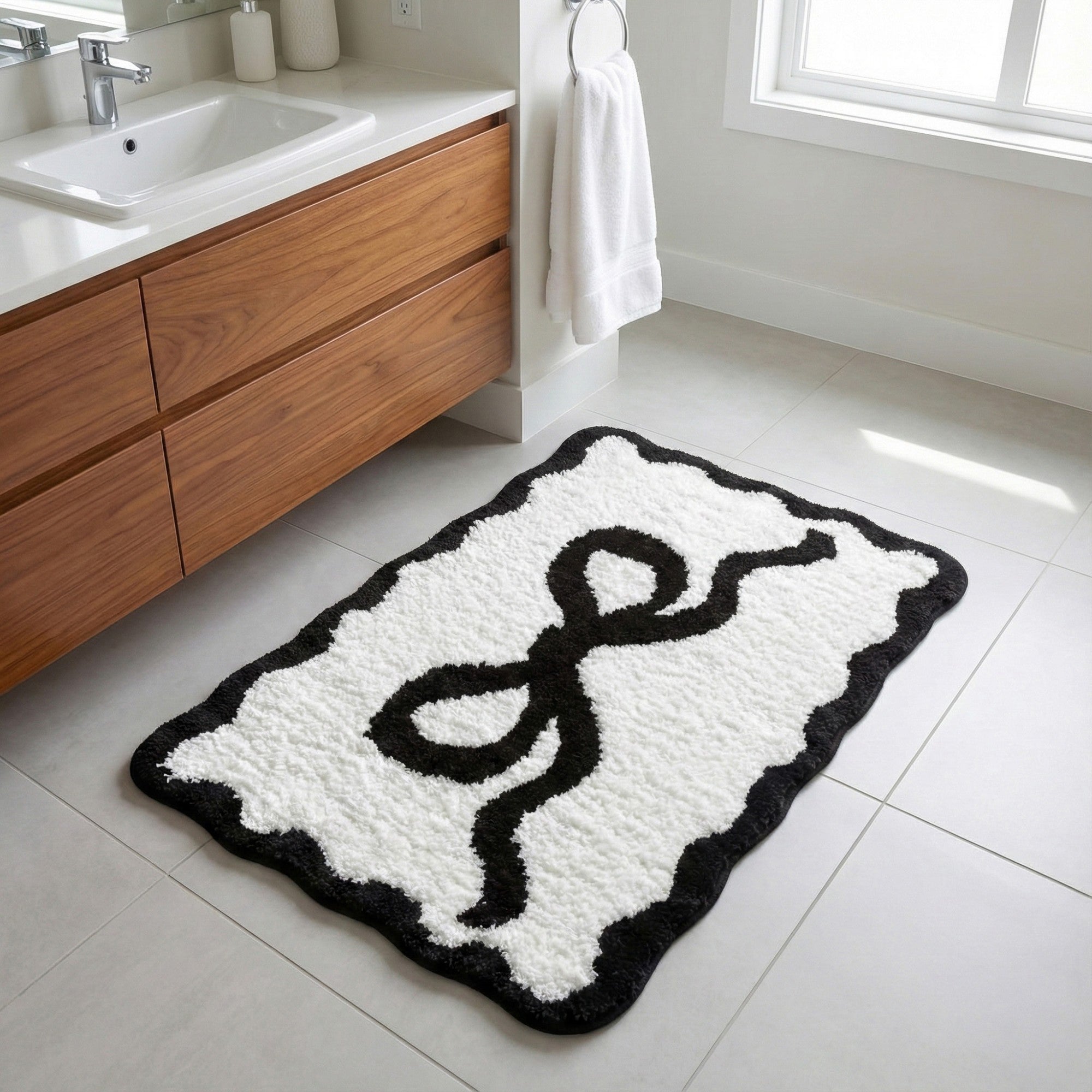 Anna-Kaci Tufted Abstract Bow Accent Mat Decorative Floor and Tabletop Decoration