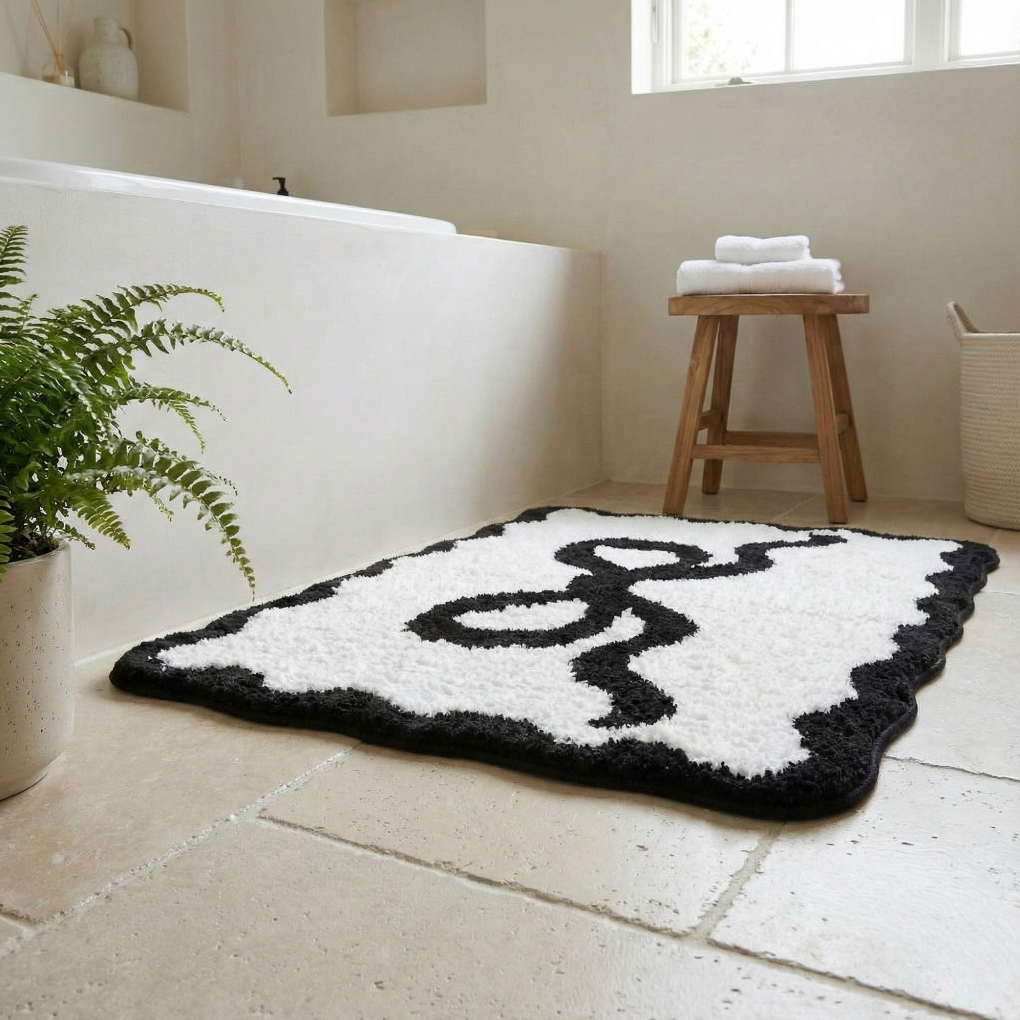 Anna-Kaci Tufted Abstract Bow Accent Mat Decorative Floor and Tabletop Decoration