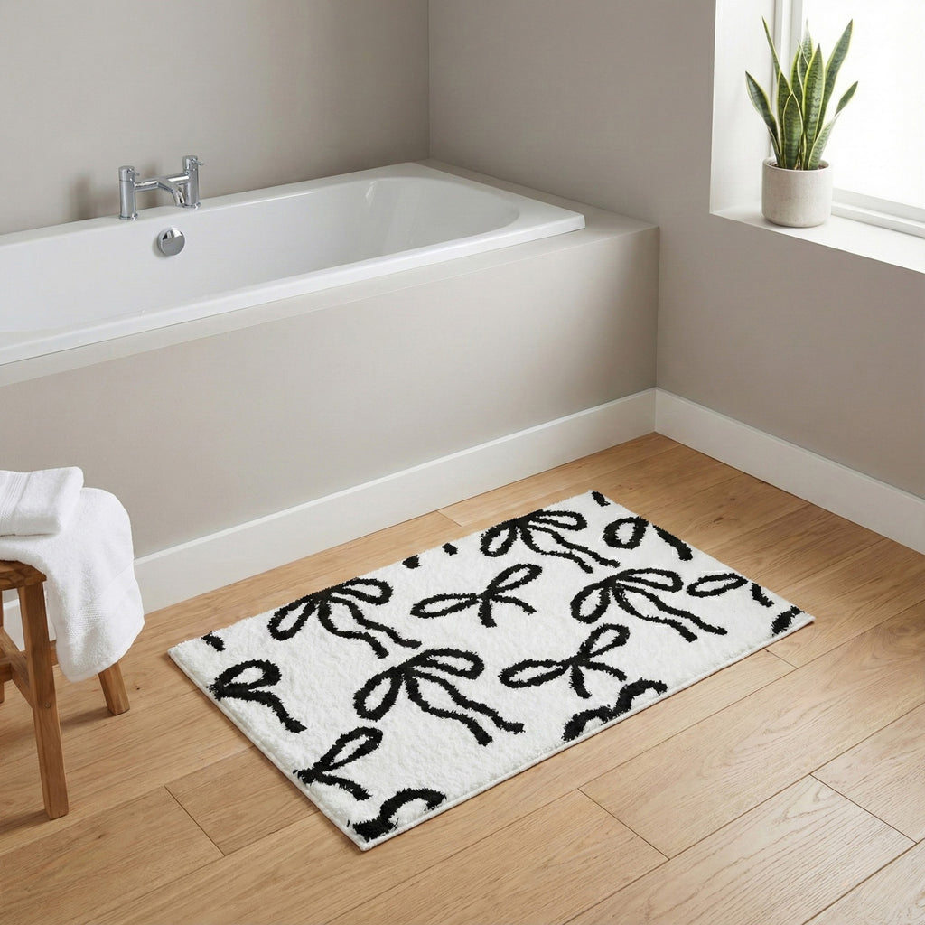 Anna-Kaci Tufted Abstract Bow Accent Mat Decorative Floor and Tabletop Decoration