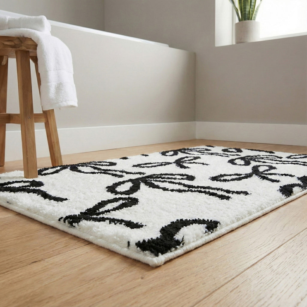 Anna-Kaci Tufted Abstract Bow Accent Mat Decorative Floor and Tabletop Decoration