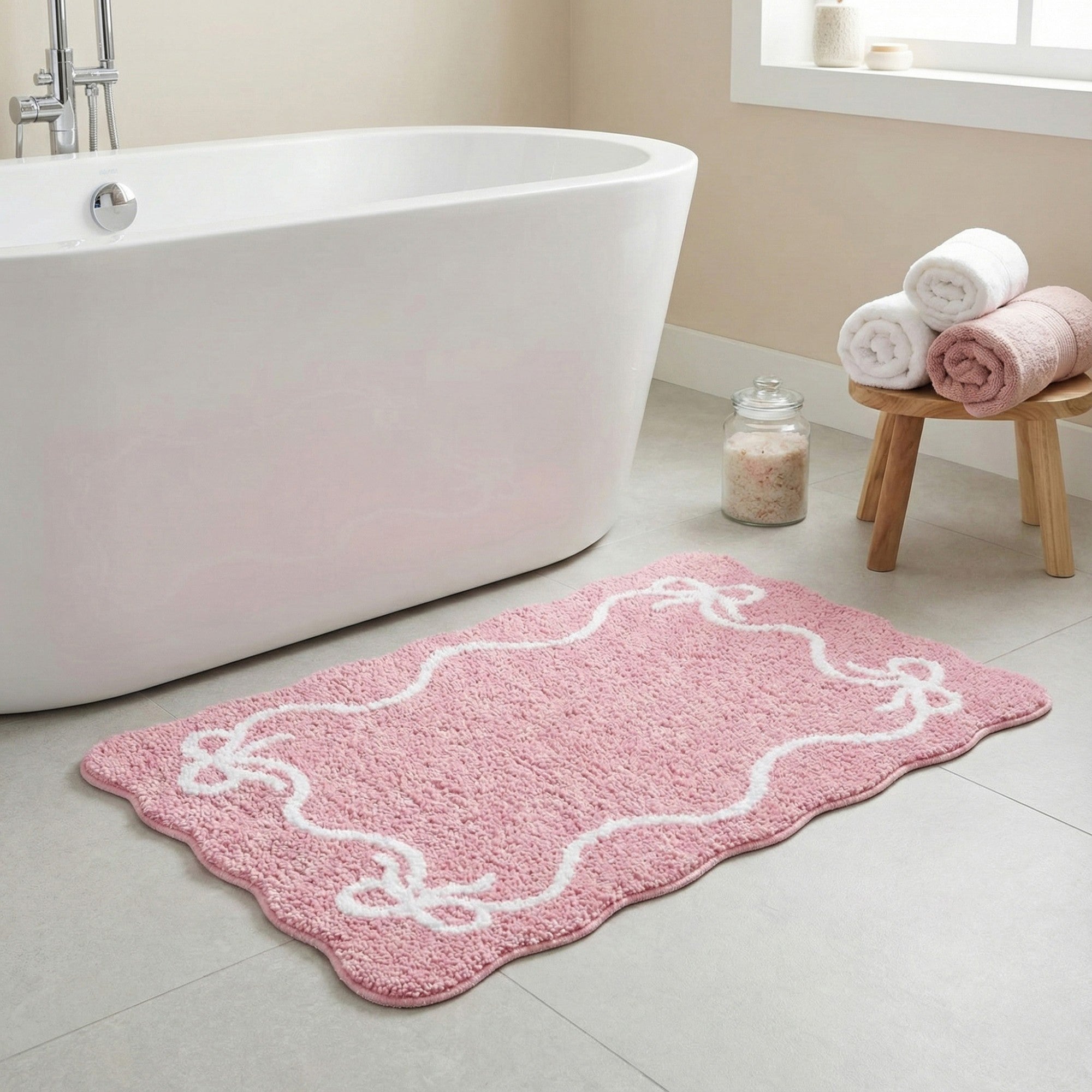 Anna-Kaci Tufted Abstract Bow Accent Mat Decorative Floor and Tabletop Decoration
