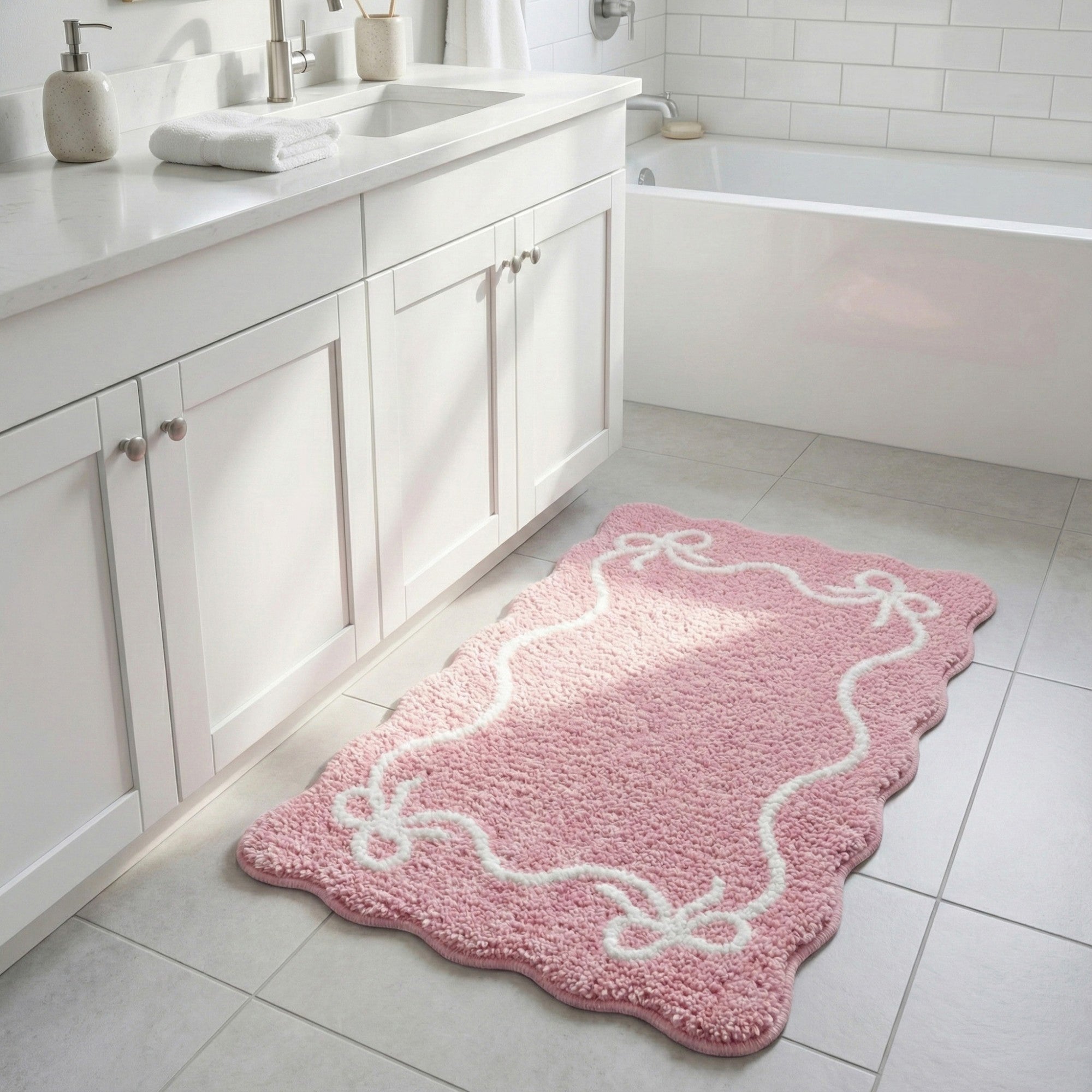 Anna-Kaci Tufted Abstract Bow Accent Mat Decorative Floor and Tabletop Decoration