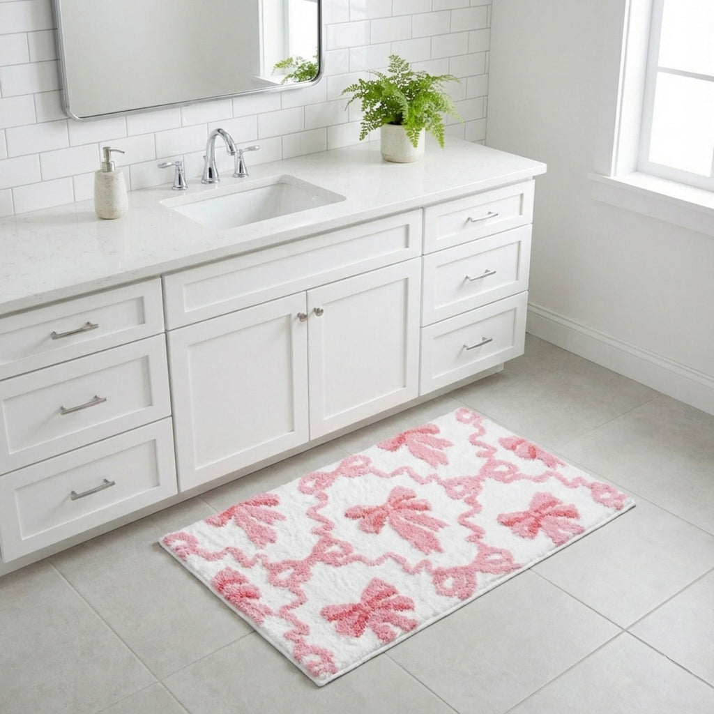 Anna-Kaci Tufted Abstract Bow Accent Mat Decorative Floor and Tabletop Decoration