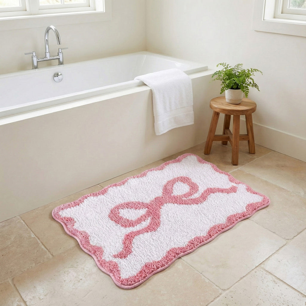 Anna-Kaci Tufted Abstract Bow Accent Mat Decorative Floor and Tabletop Decoration