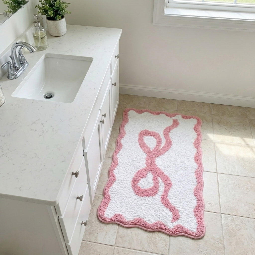 Anna-Kaci Tufted Abstract Bow Accent Mat Decorative Floor and Tabletop Decoration