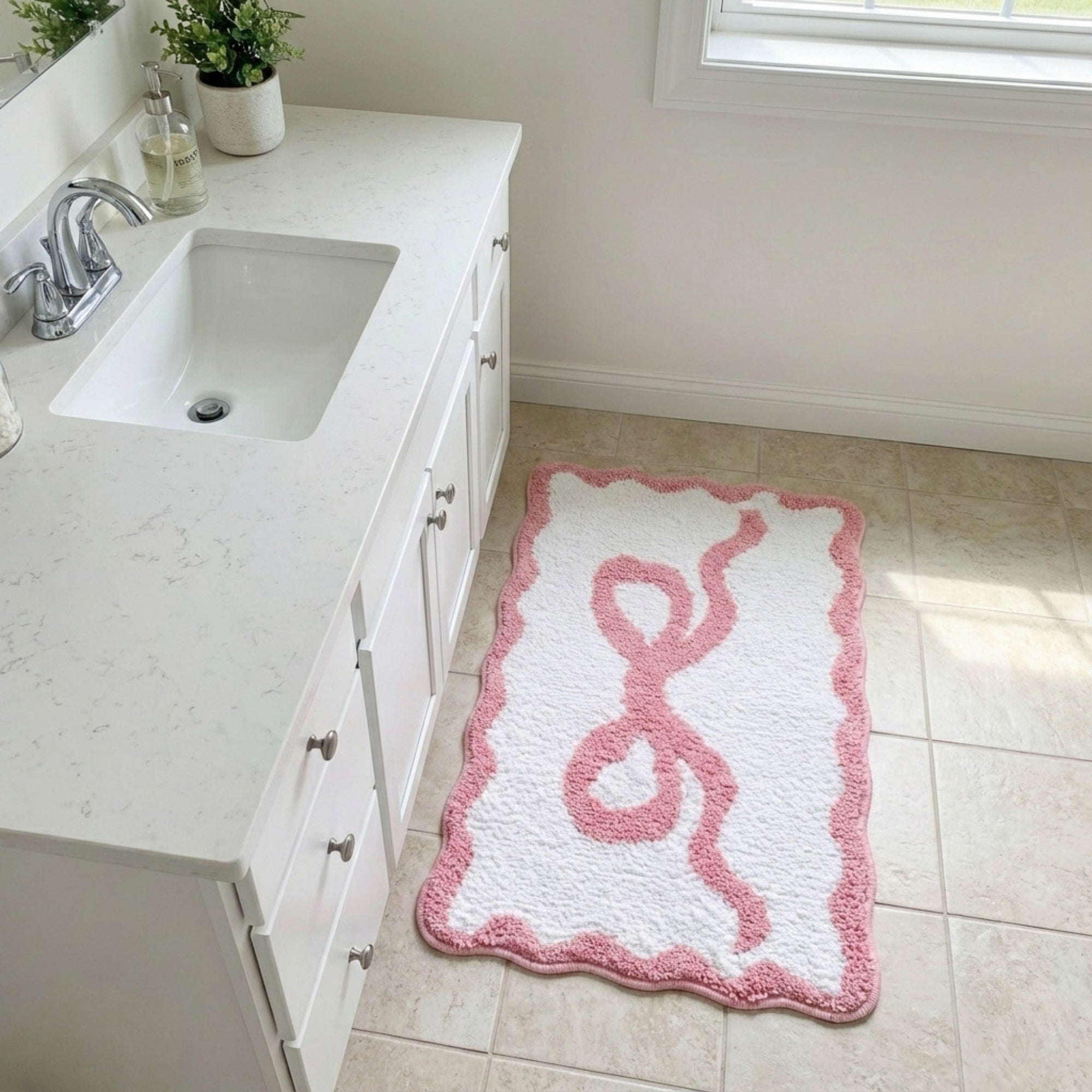 Anna-Kaci Tufted Abstract Bow Accent Mat Decorative Floor and Tabletop Decoration