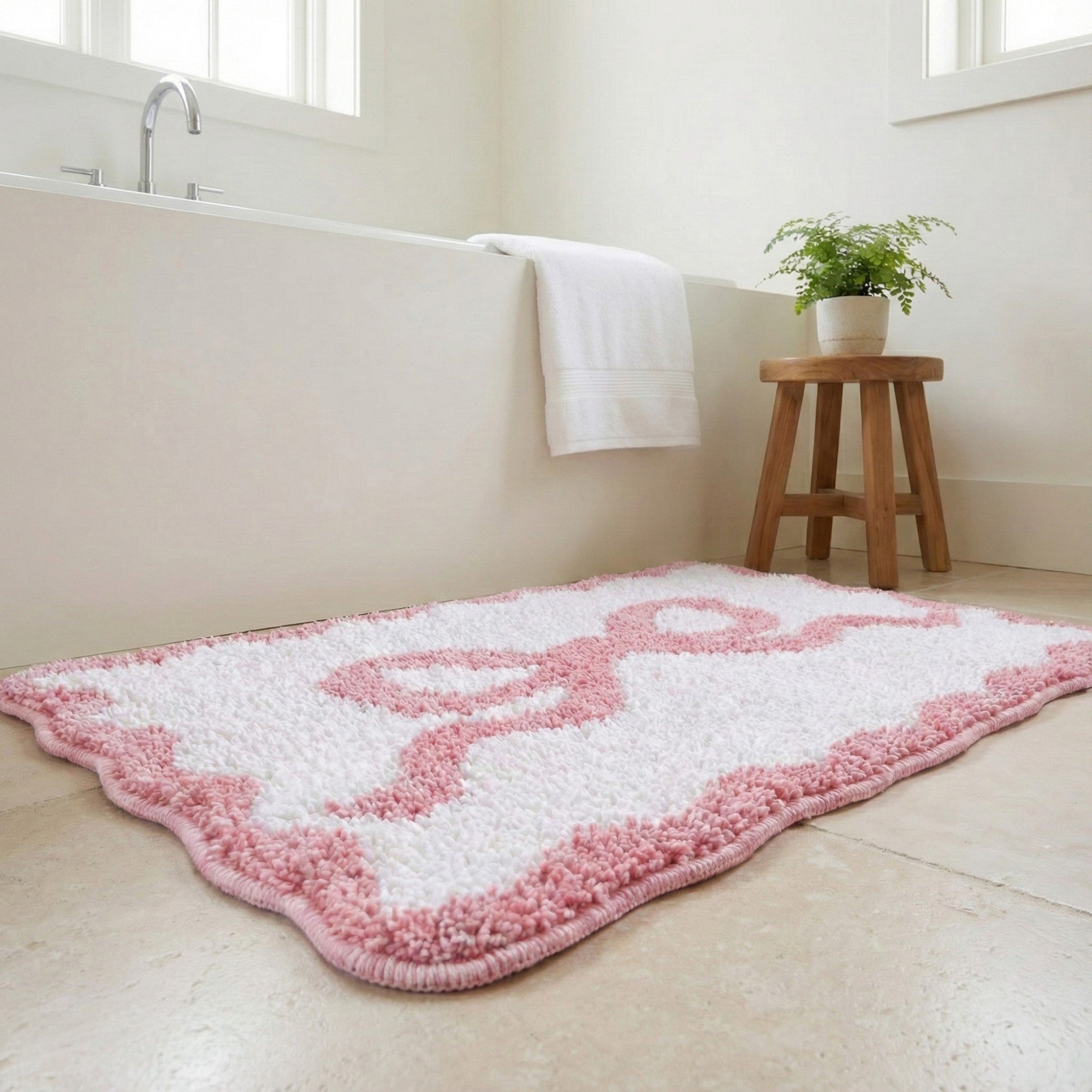 Anna-Kaci Tufted Abstract Bow Accent Mat Decorative Floor and Tabletop Decoration