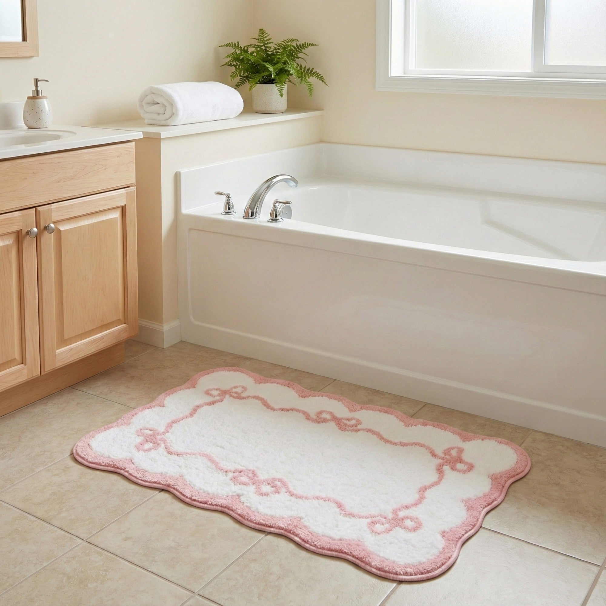 Anna-Kaci Tufted Abstract Bow Accent Mat Decorative Floor and Tabletop Decoration