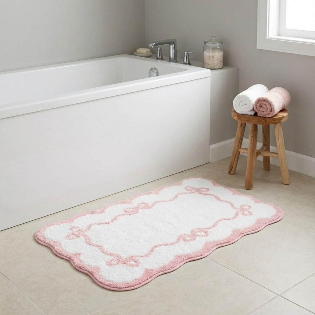 Anna-Kaci Tufted Abstract Bow Accent Mat Decorative Floor and Tabletop Decoration