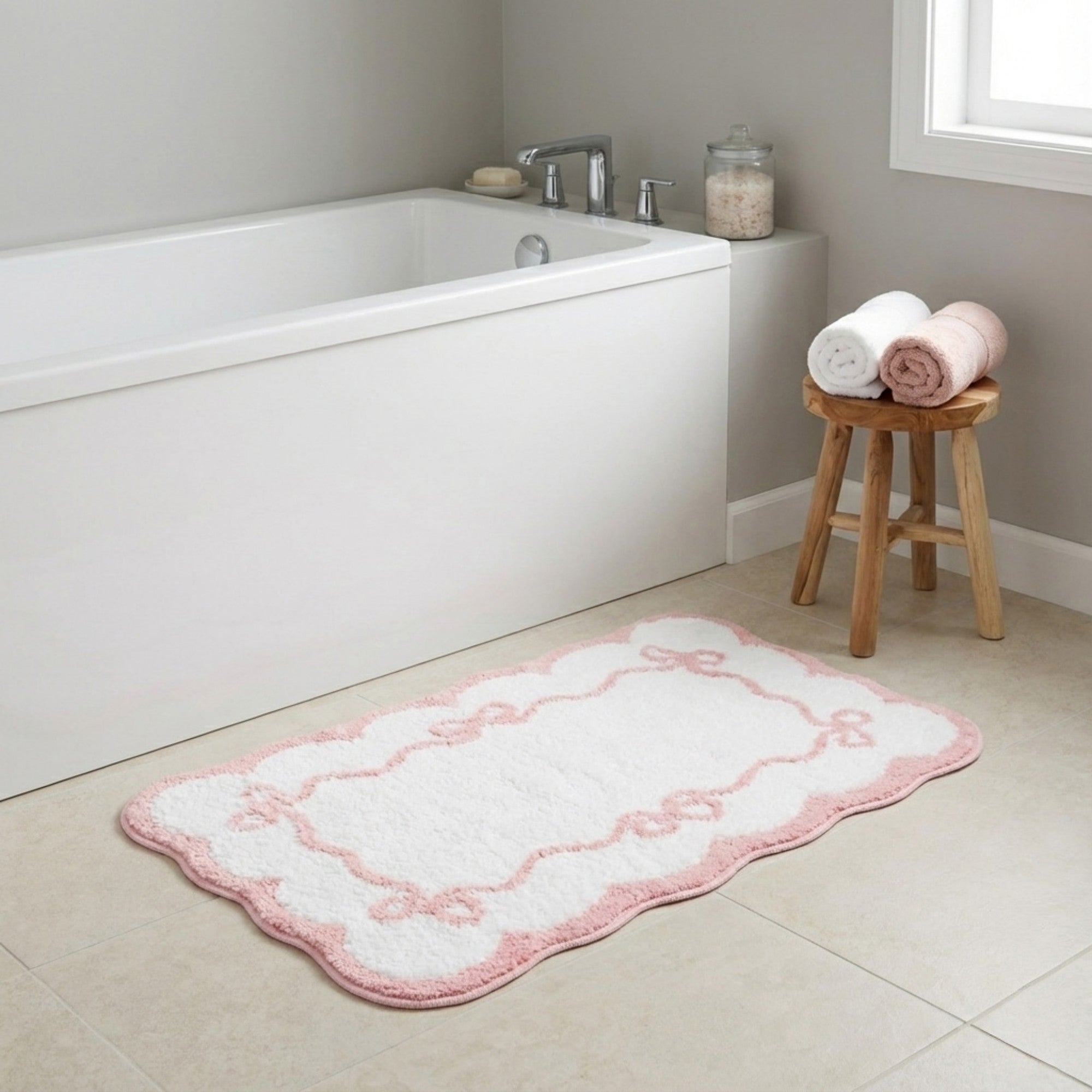 Anna-Kaci Tufted Abstract Bow Accent Mat Decorative Floor and Tabletop Decoration