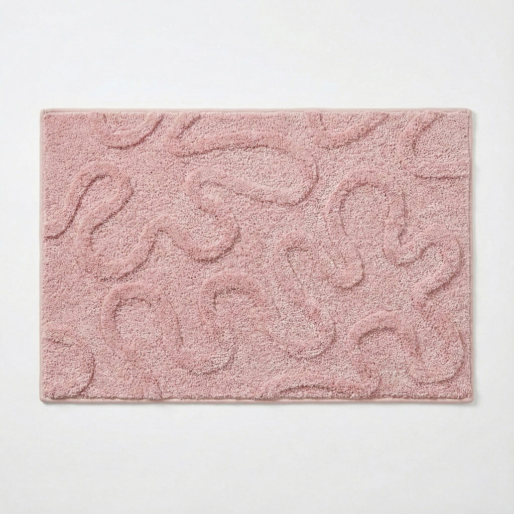Anna-Kaci Valentine Tufted Abstract Swirl Accent Mat Soft High Pile Decorative Floor Decoration