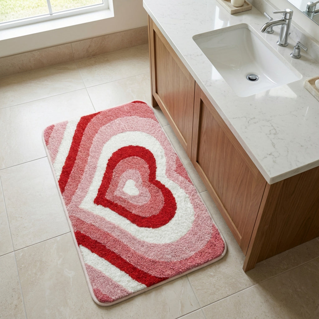 Anna-Kaci Valentine Tufted Abstract Swirl Accent Mat Soft High Pile Decorative Floor Decoration