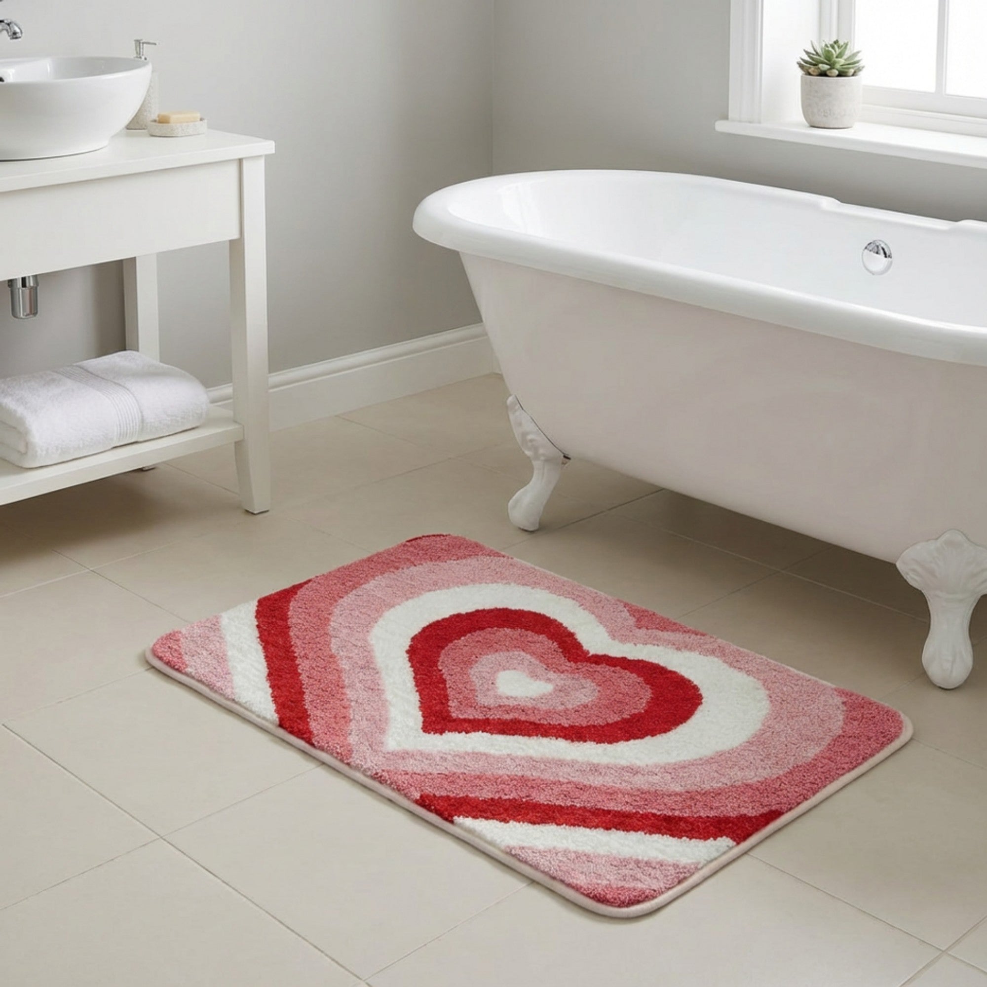 Anna-Kaci Valentine Tufted Abstract Swirl Accent Mat Soft High Pile Decorative Floor Decoration