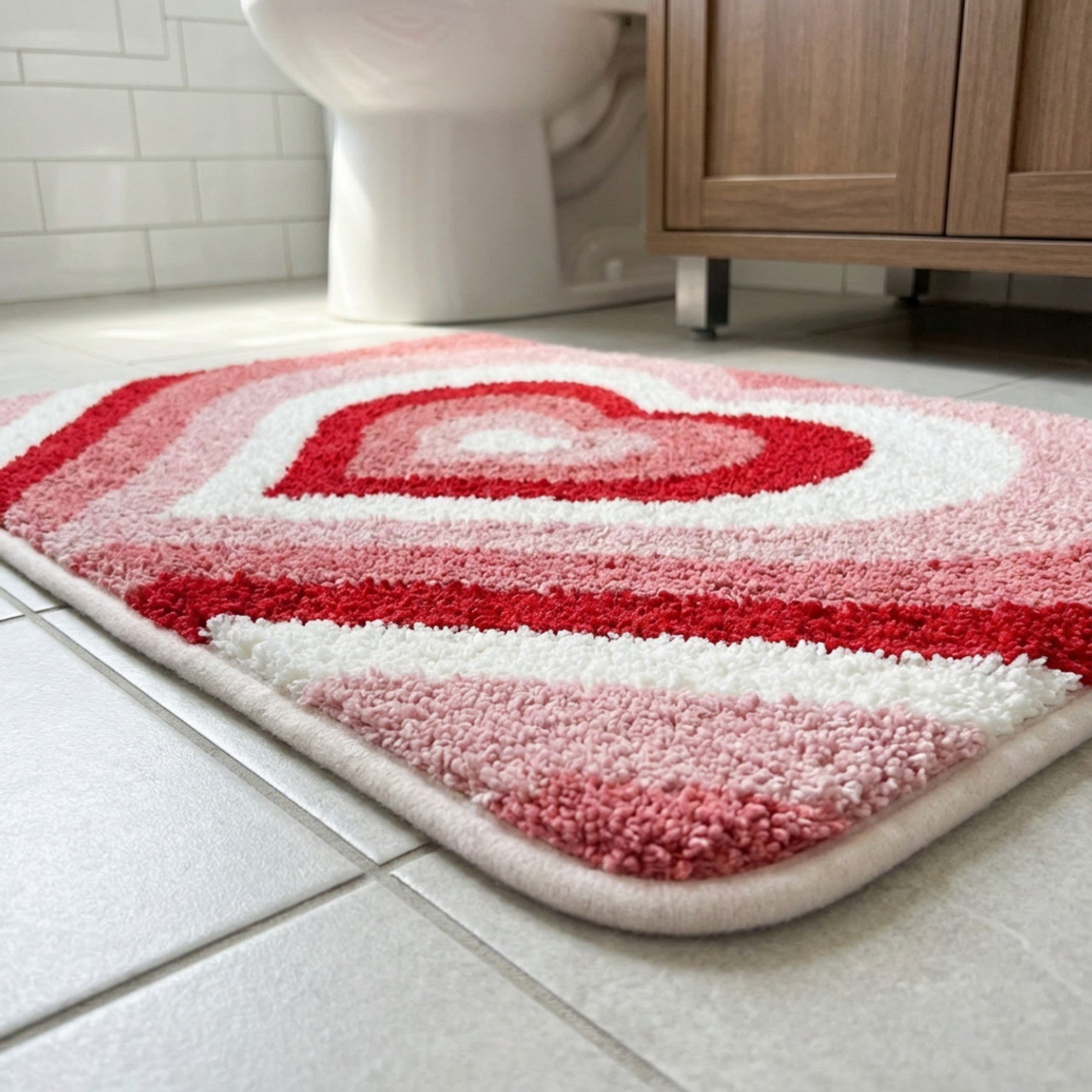 Anna-Kaci Valentine Tufted Abstract Swirl Accent Mat Soft High Pile Decorative Floor Decoration