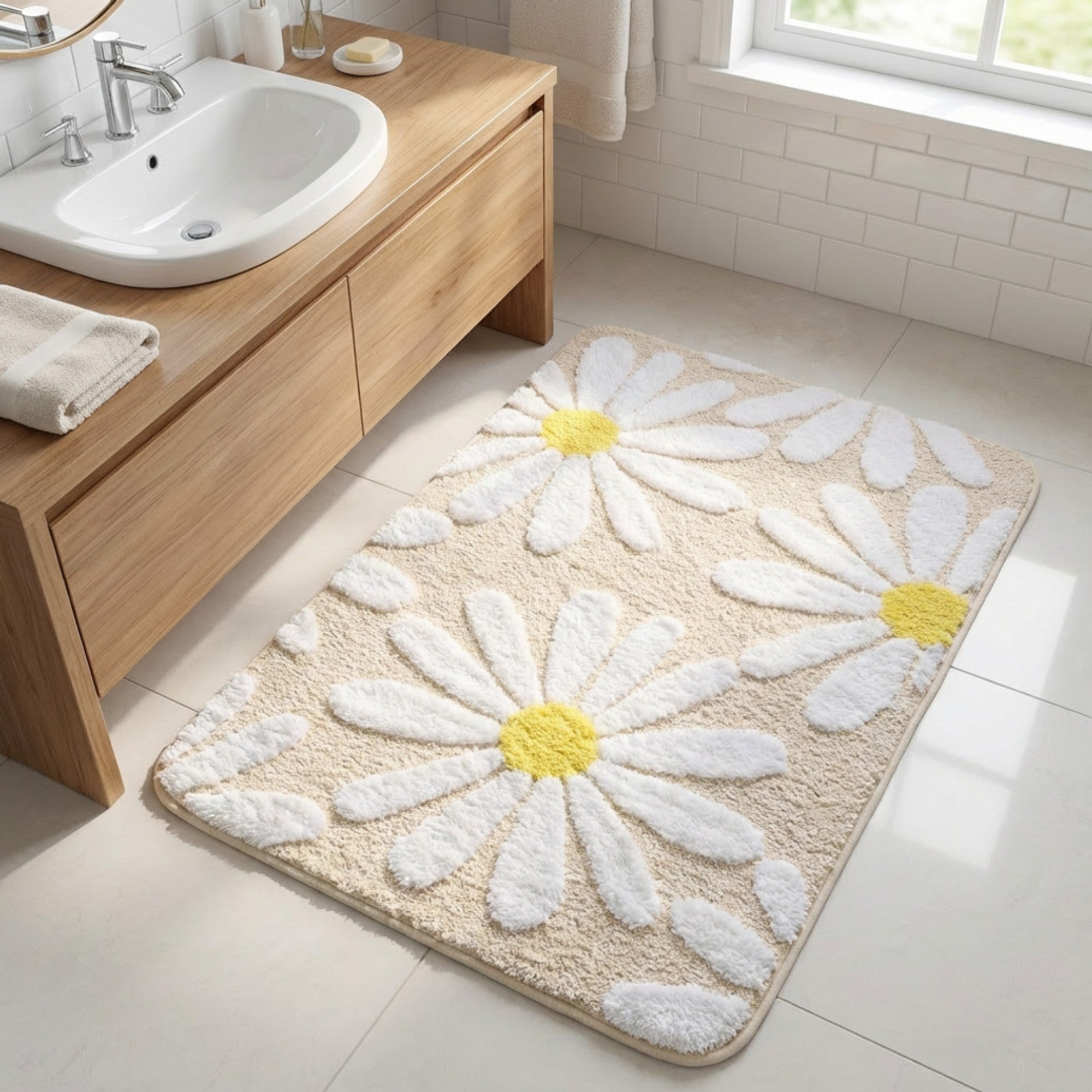 Anna-Kaci Valentine Tufted Floral Accent Mat Soft High Pile Decorative Floor Decoration