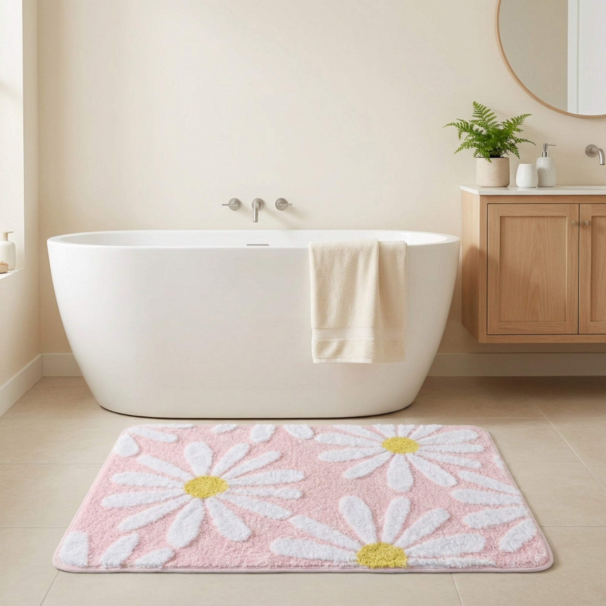 Anna-Kaci Valentine Tufted Floral Accent Mat Soft High Pile Decorative Floor Decoration