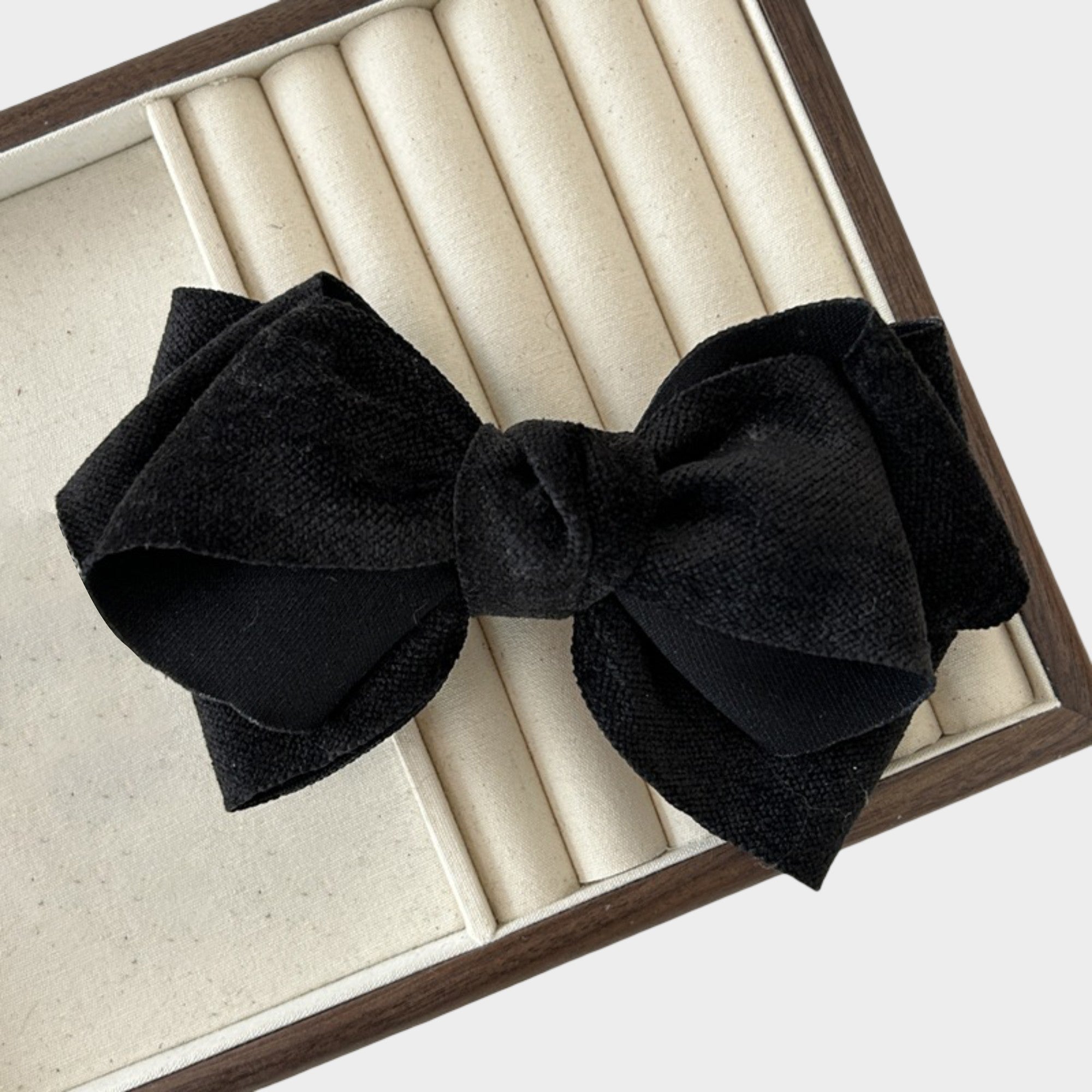 Anna-Kaci Womens Linen Style Fabric Bow Hair Clips 2 Pack Long Barrettes Secure Hold