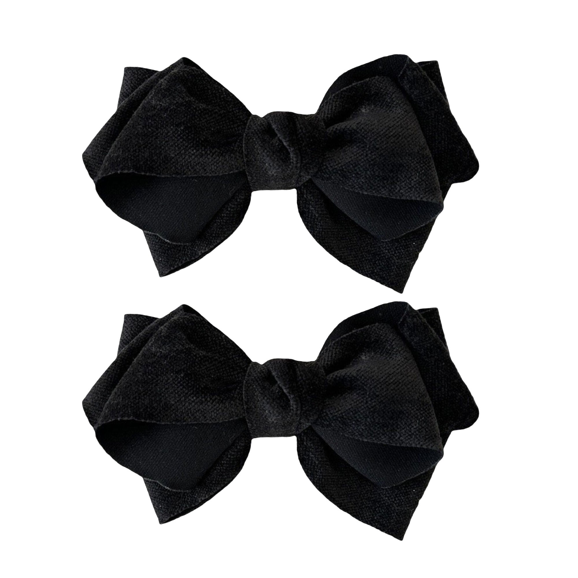 Anna-Kaci Womens Linen Style Fabric Bow Hair Clips 2 Pack Long Barrettes Secure Hold