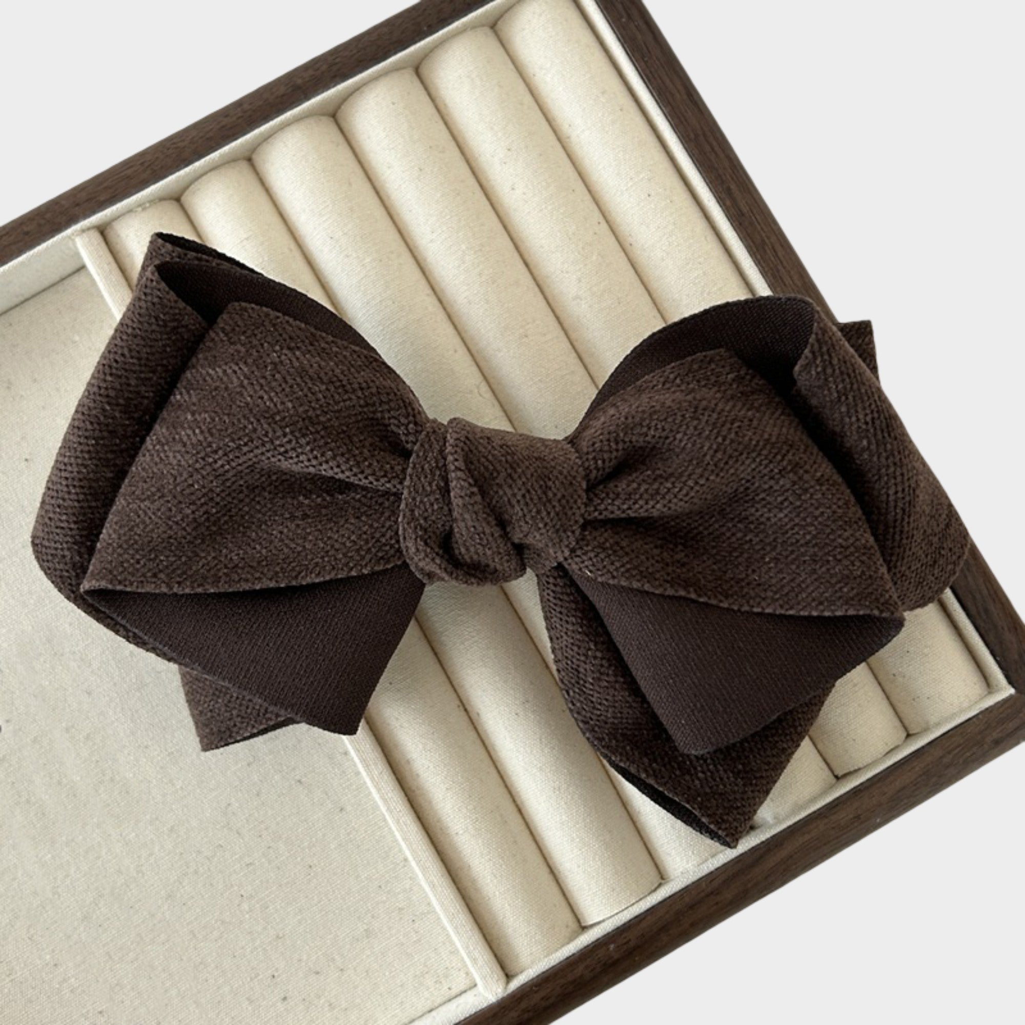 Anna-Kaci Womens Linen Style Fabric Bow Hair Clips 2 Pack Long Barrettes Secure Hold