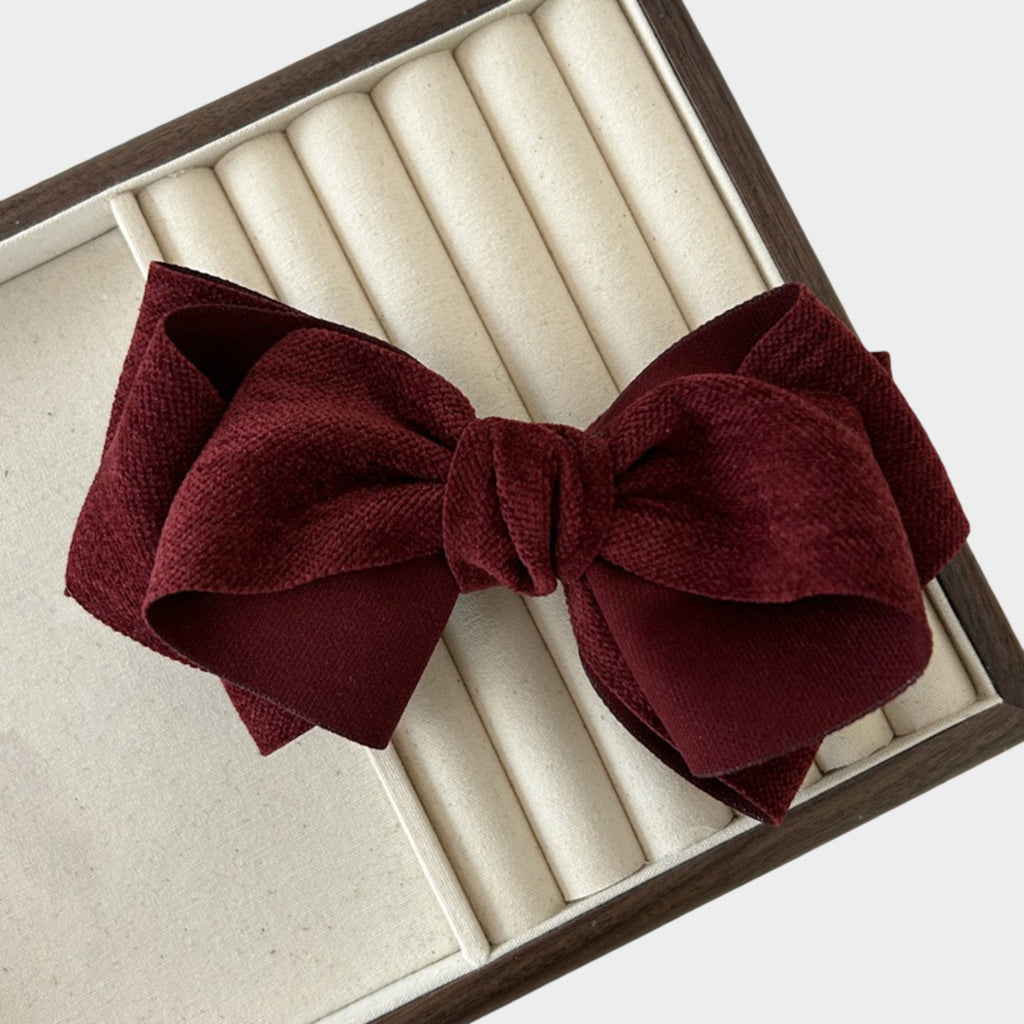 Anna-Kaci Womens Linen Style Fabric Bow Hair Clips 2 Pack Long Barrettes Secure Hold