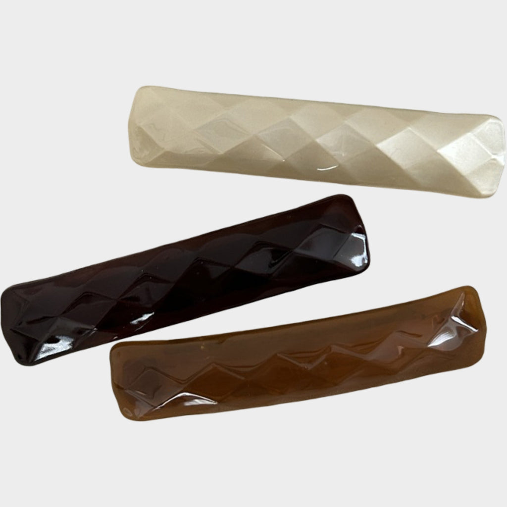 Anna-Kaci Womens Geometric Textured Hair Barrette Clips 3 Pack Same Color Set