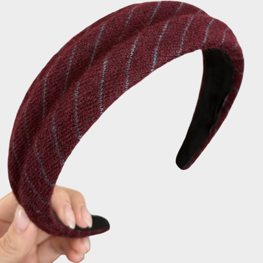 Anna-Kaci Womens Wide Twill Fabric Headbands Two Pack Soft Padded Stripe Design Everyday Hair Accessories