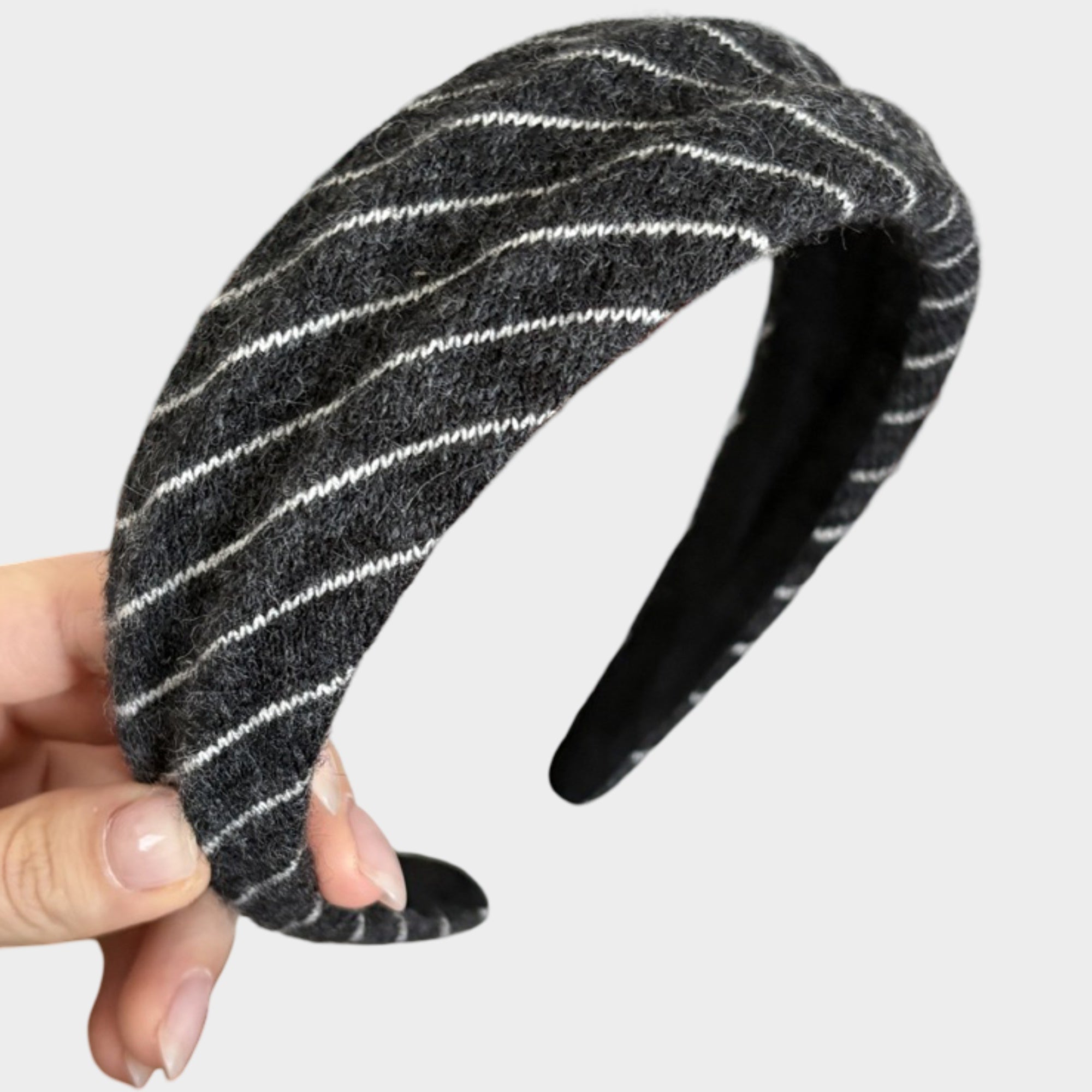 Anna-Kaci Womens Wide Twill Fabric Headbands Two Pack Soft Padded Stripe Design Everyday Hair Accessories