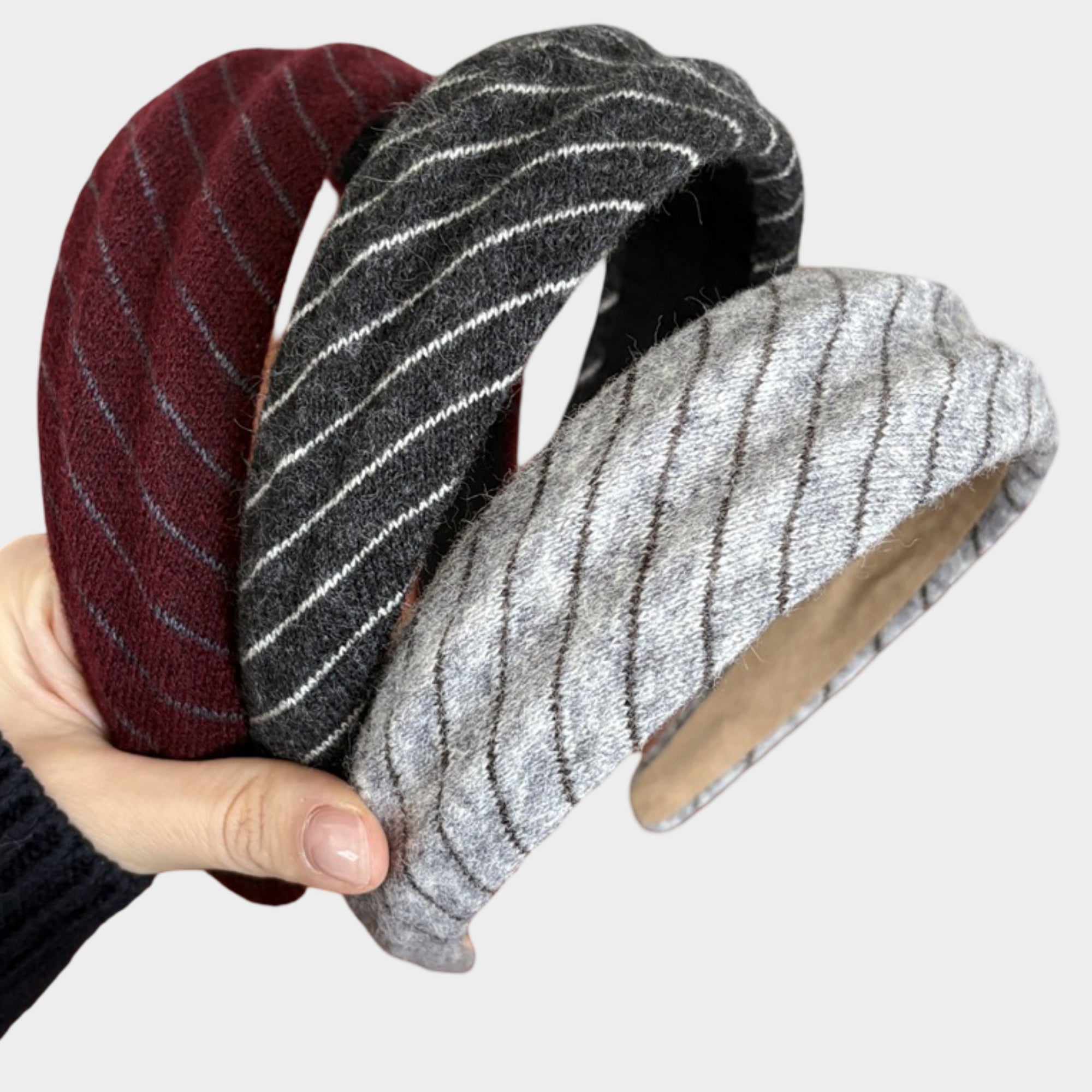 Anna-Kaci Womens Wide Twill Fabric Headbands Two Pack Soft Padded Stripe Design Everyday Hair Accessories