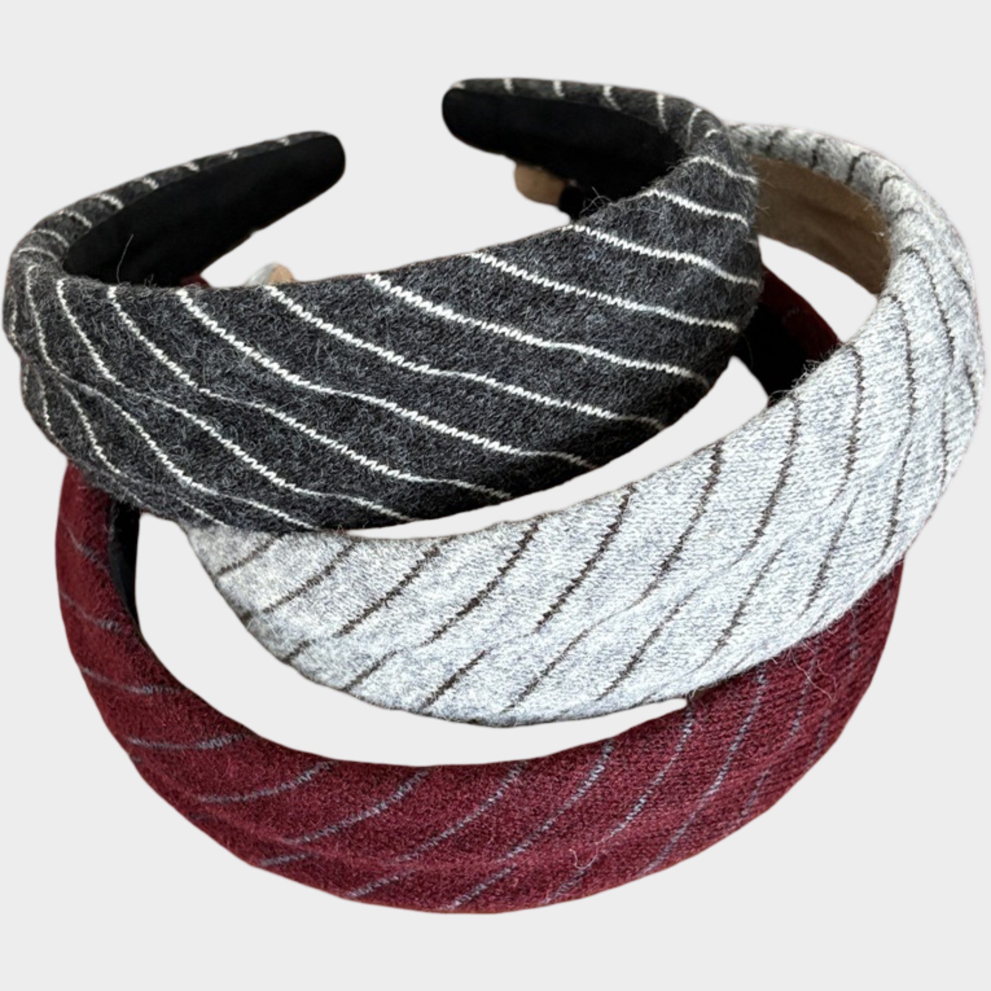 Anna-Kaci Womens Wide Twill Fabric Headbands Two Pack Soft Padded Stripe Design Everyday Hair Accessories
