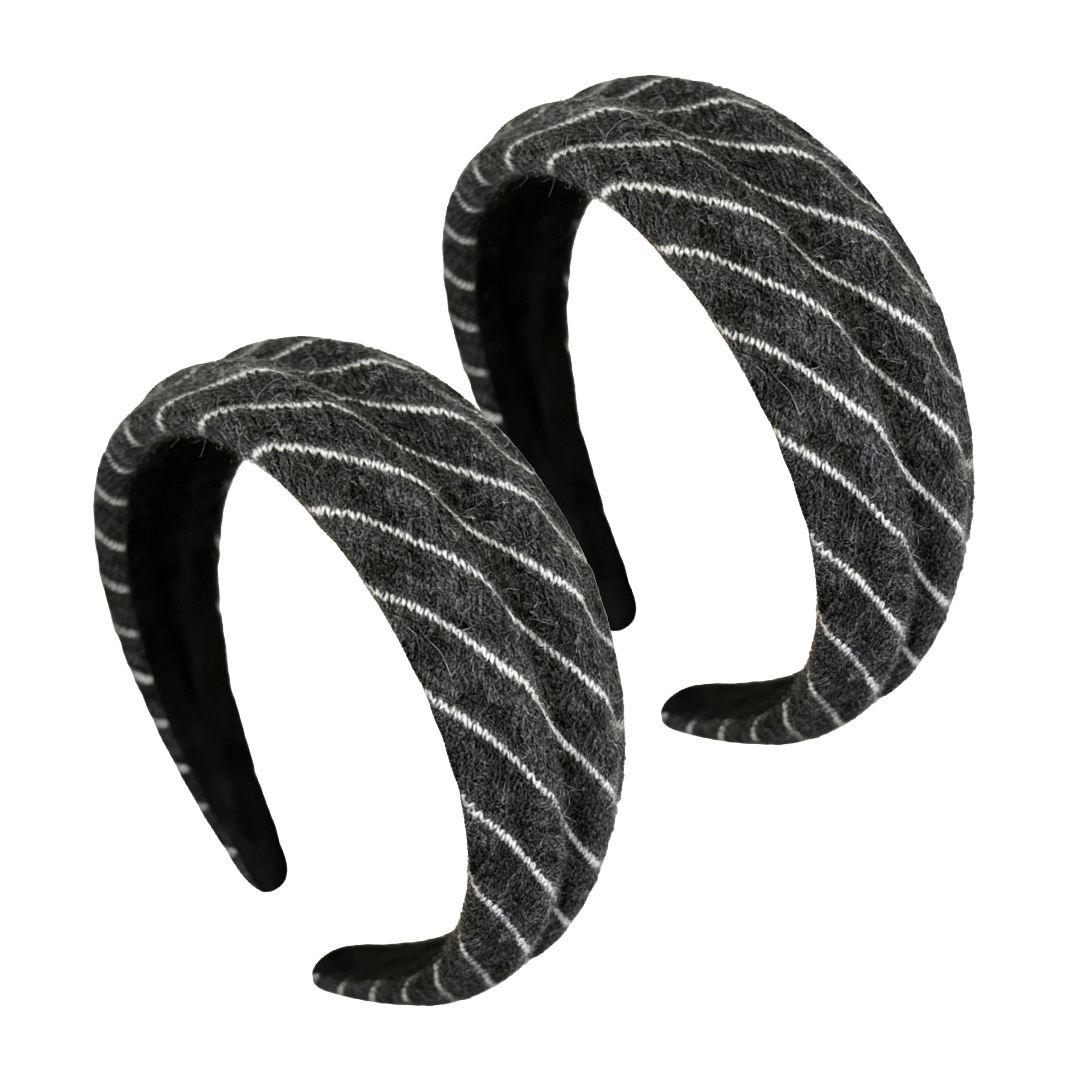 Anna-Kaci Womens Wide Twill Fabric Headbands Two Pack Soft Padded Stripe Design Everyday Hair Accessories