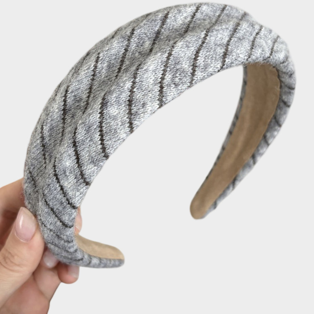 Anna-Kaci Womens Wide Twill Fabric Headbands Two Pack Soft Padded Stripe Design Everyday Hair Accessories