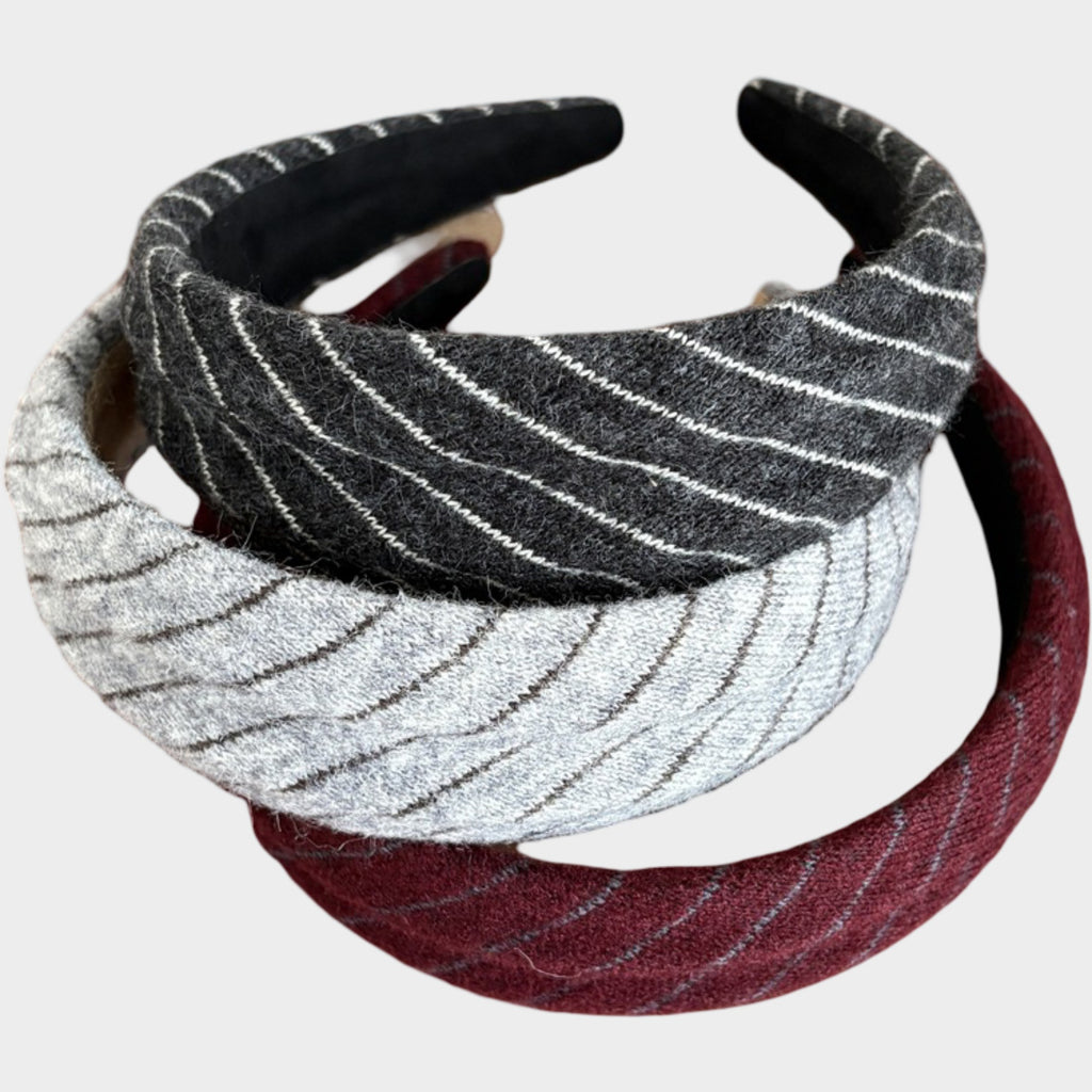Anna-Kaci Womens Wide Twill Fabric Headbands Two Pack Soft Padded Stripe Design Everyday Hair Accessories