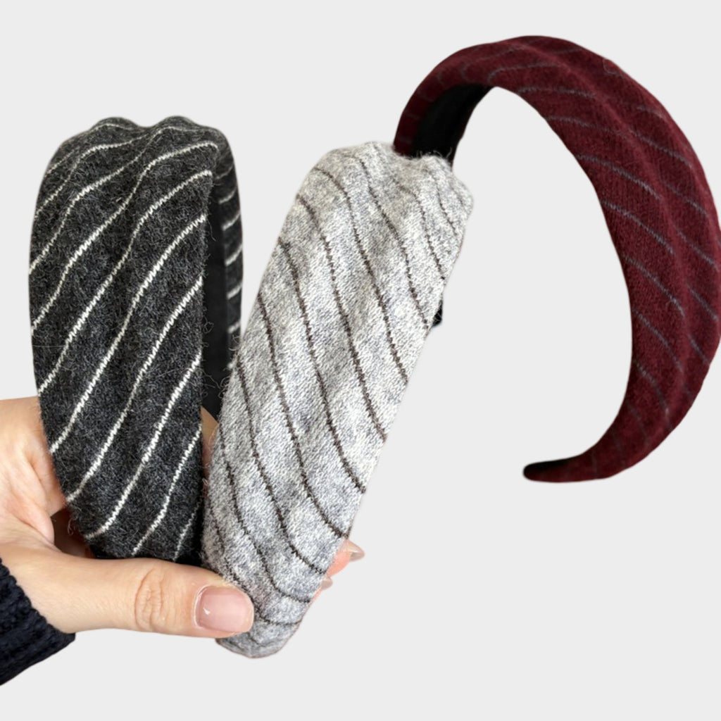 Anna-Kaci Womens Wide Twill Fabric Headbands Two Pack Soft Padded Stripe Design Everyday Hair Accessories