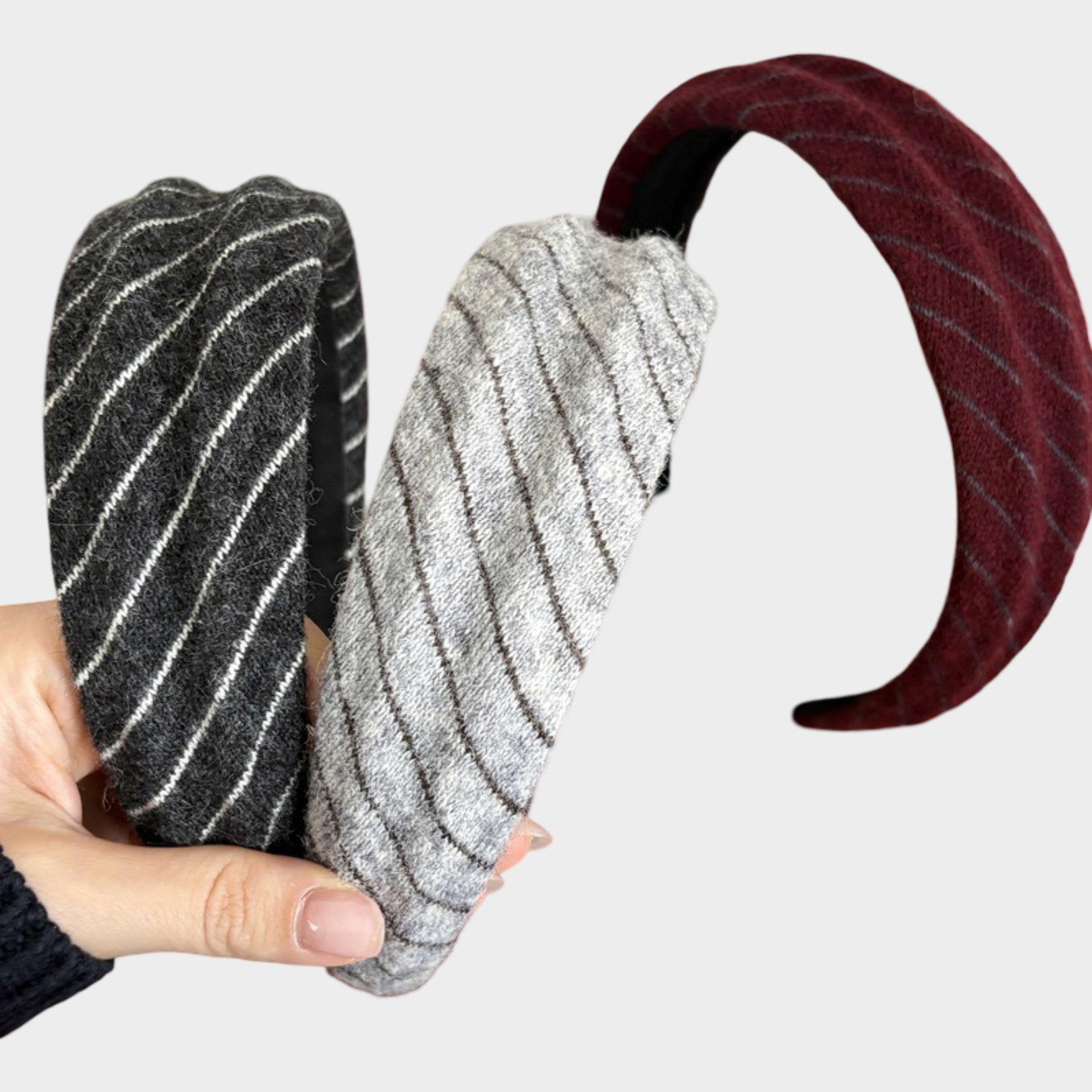 Anna-Kaci Womens Wide Twill Fabric Headbands Two Pack Soft Padded Stripe Design Everyday Hair Accessories