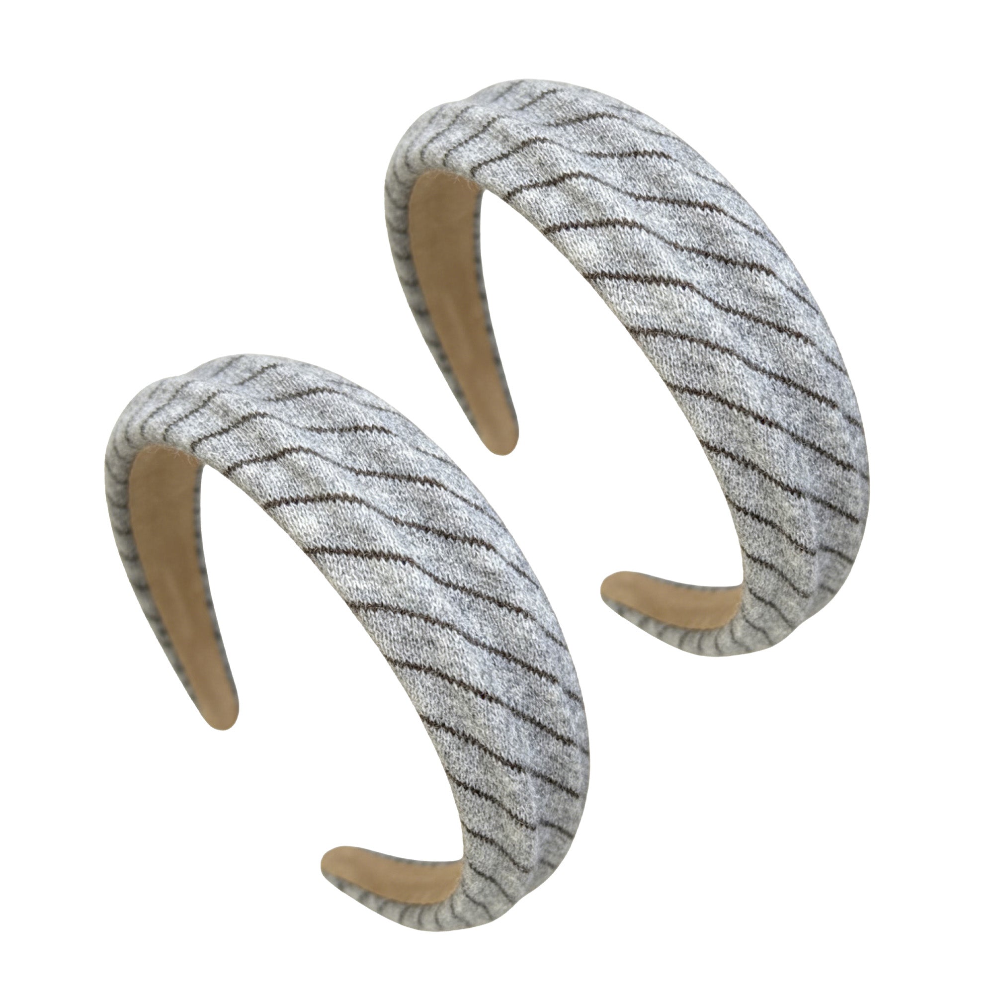 Anna-Kaci Womens Wide Twill Fabric Headbands Two Pack Soft Padded Stripe Design Everyday Hair Accessories