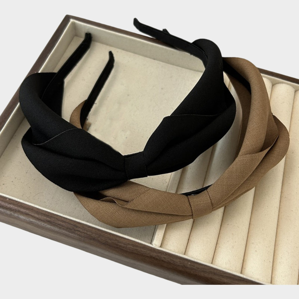 Anna-Kaci Womens Fabric Bow Headbands Two Pack Soft Structured Headband Set