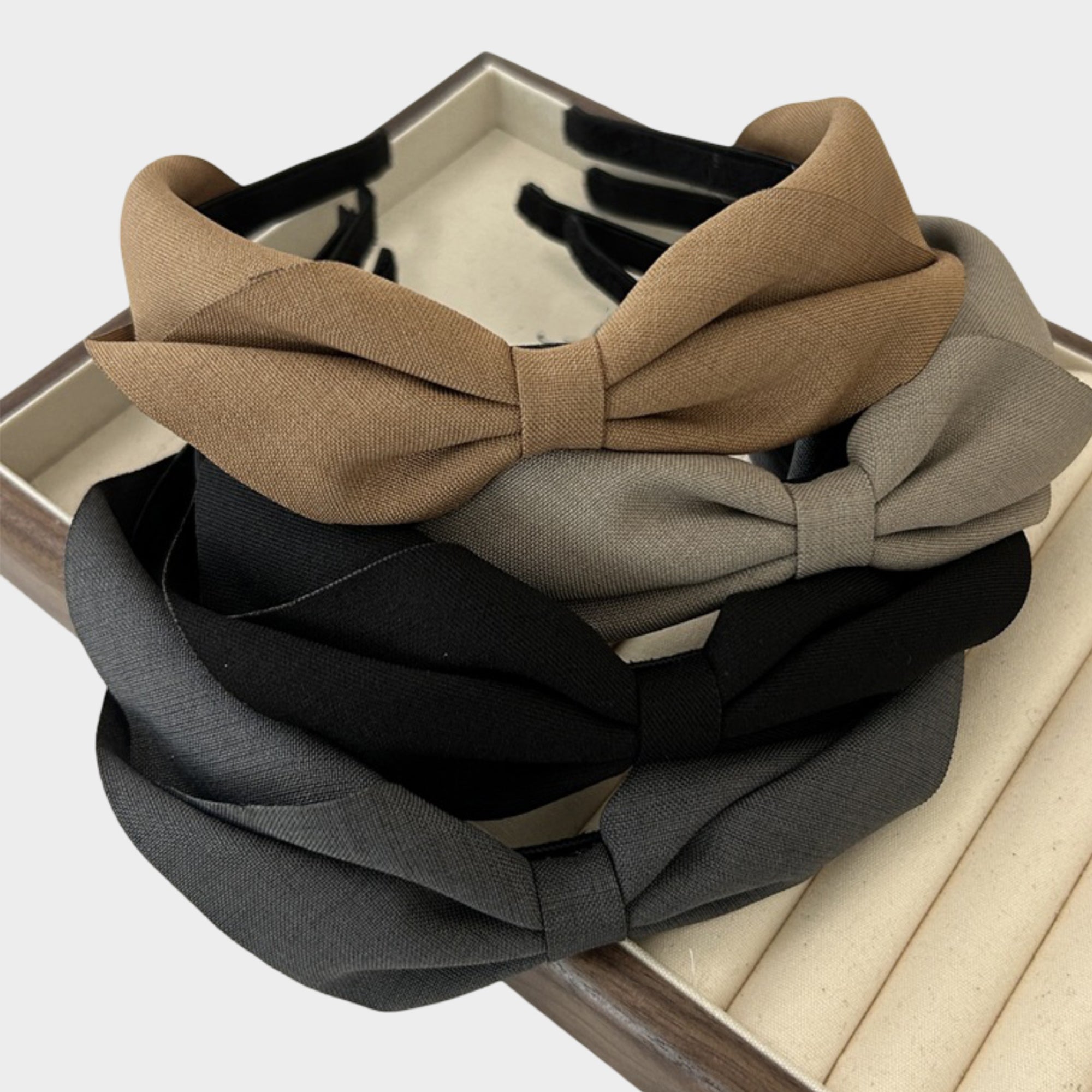 Anna-Kaci Womens Fabric Bow Headbands Two Pack Soft Structured Headband Set