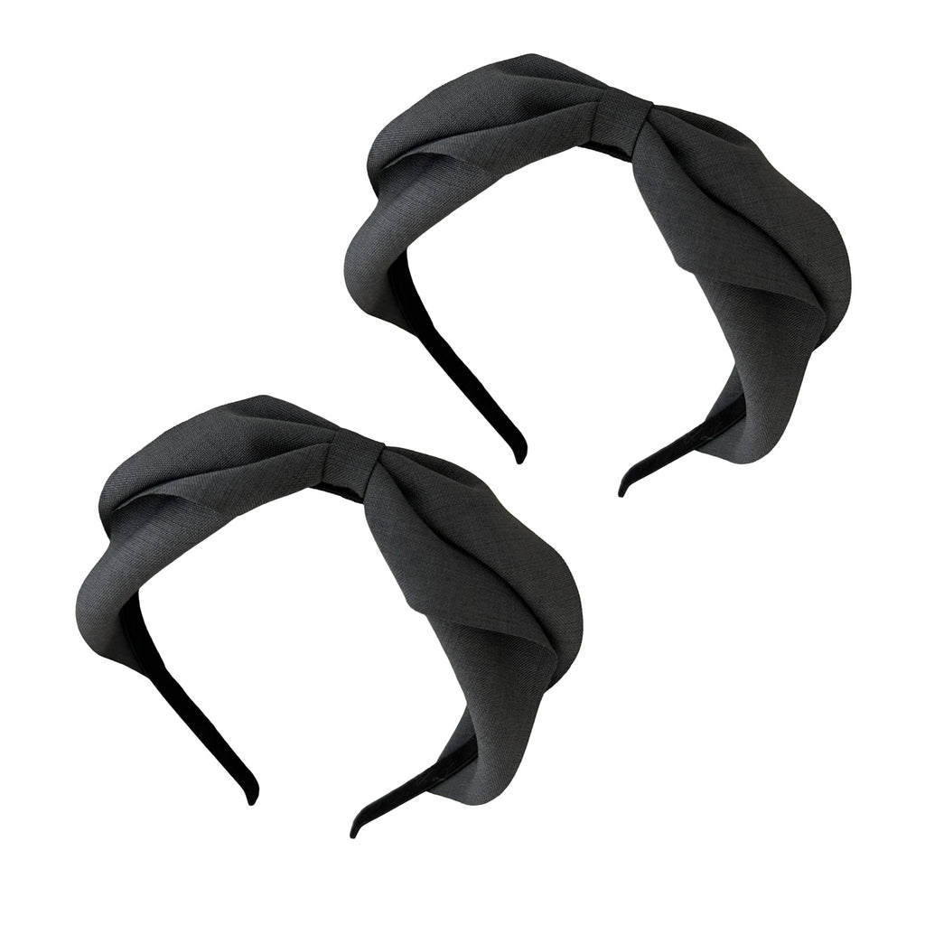 Anna-Kaci Womens Fabric Bow Headbands Two Pack Soft Structured Headband Set