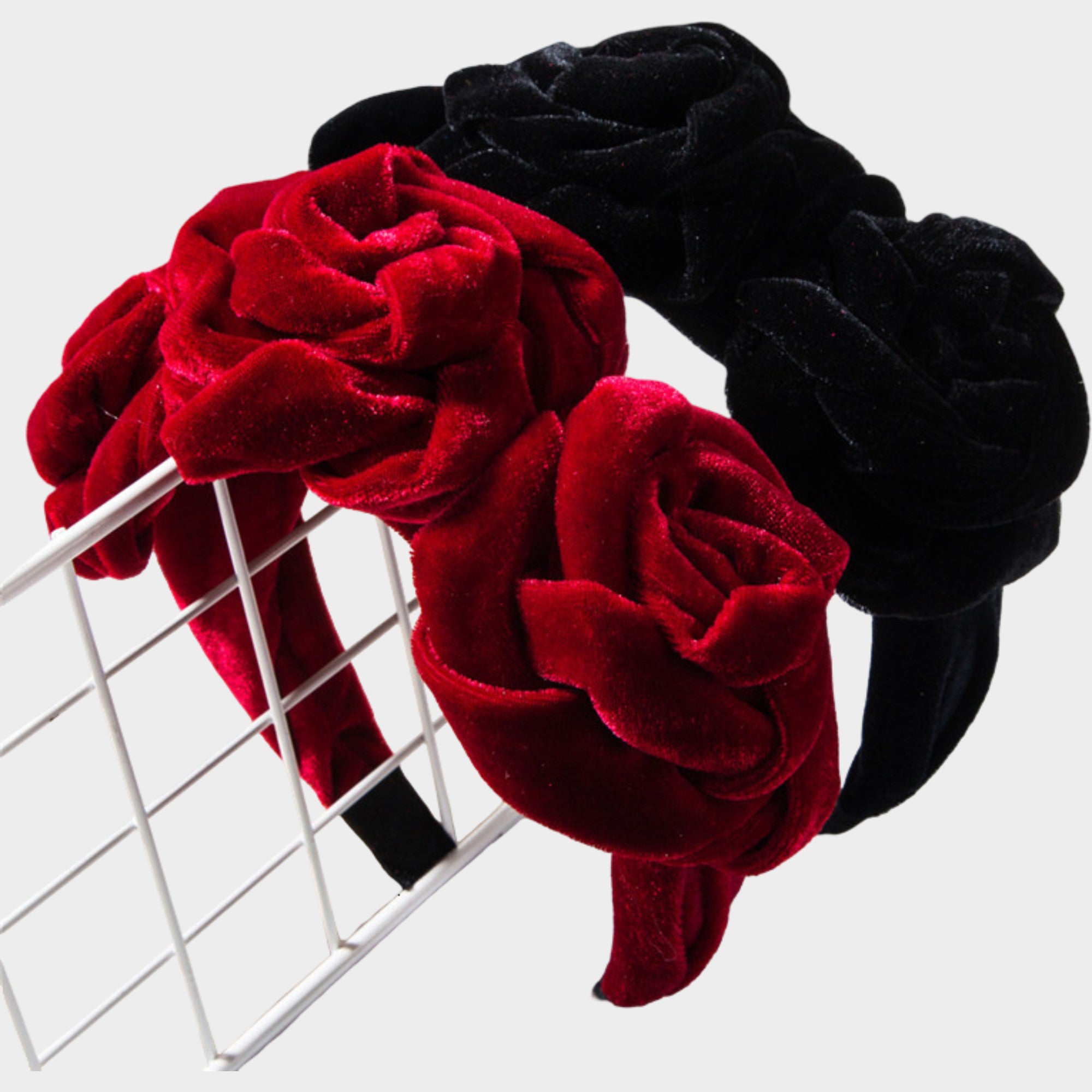 Anna-Kaci Velvet Rose Flower Padded Headband Soft Fabric Statement Hair Accessory
