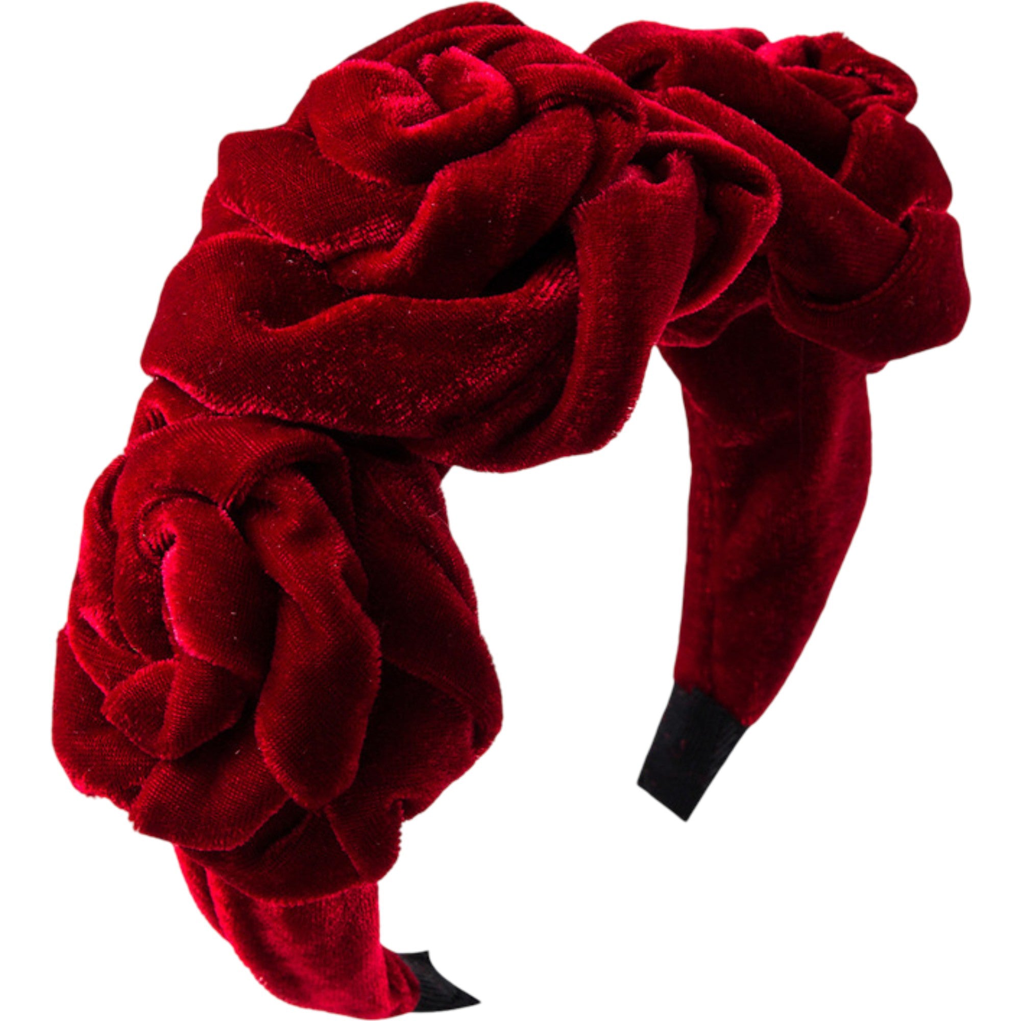Anna-Kaci Velvet Rose Flower Padded Headband Soft Fabric Statement Hair Accessory