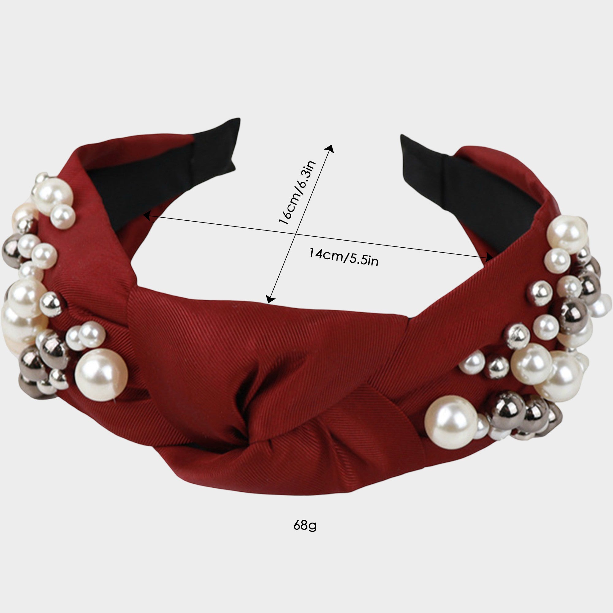 Anna-Kaci Womens Pearl Embellished Knotted Fabric Headband Comfortable Wide Fit