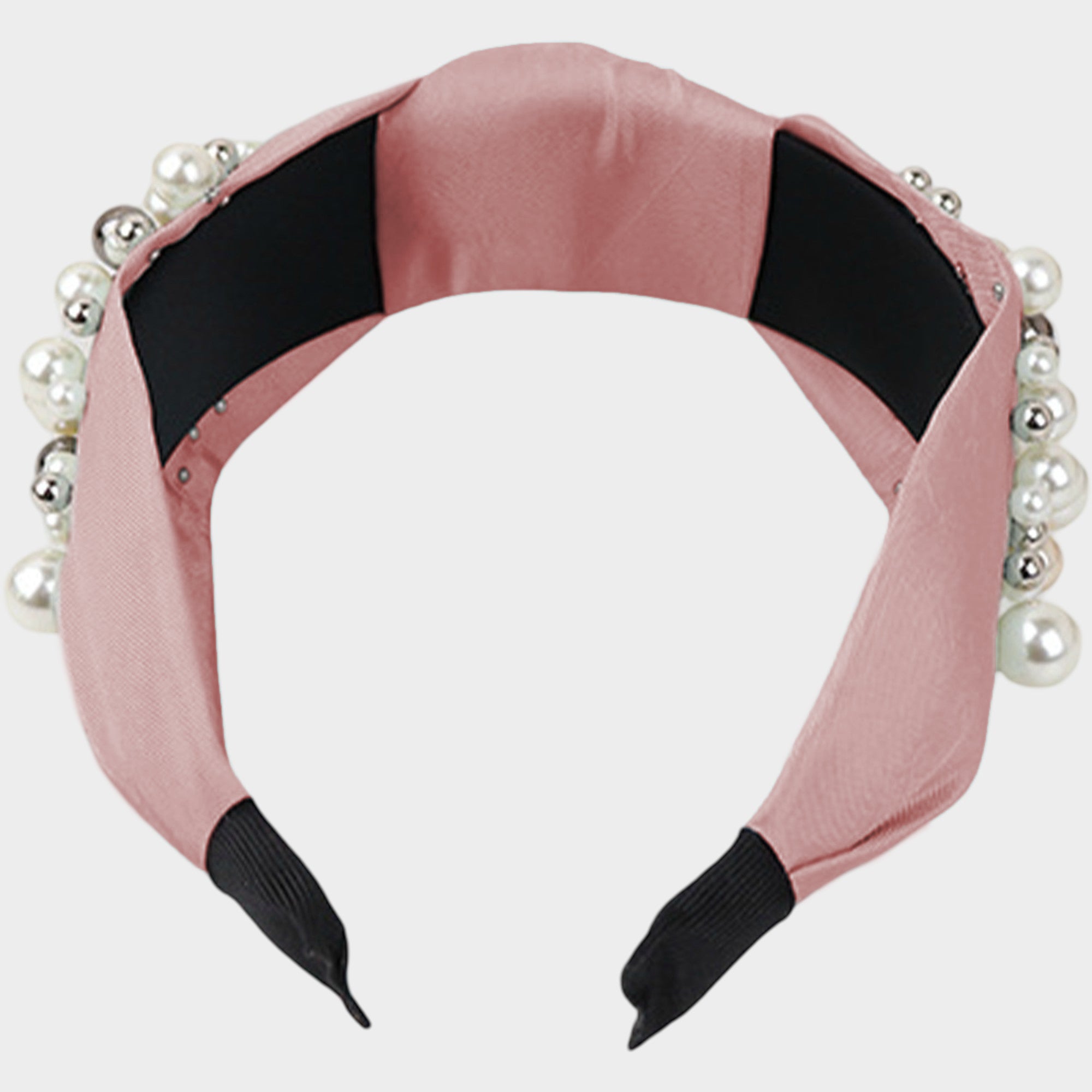 Anna-Kaci Womens Pearl Embellished Knotted Fabric Headband Comfortable Wide Fit