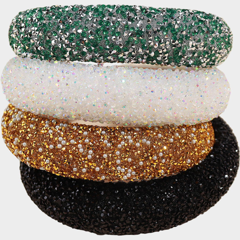 Anna-Kaci Womens Rhinestone Padded Headbands Two Pack Wide Sparkle Hair Accessories