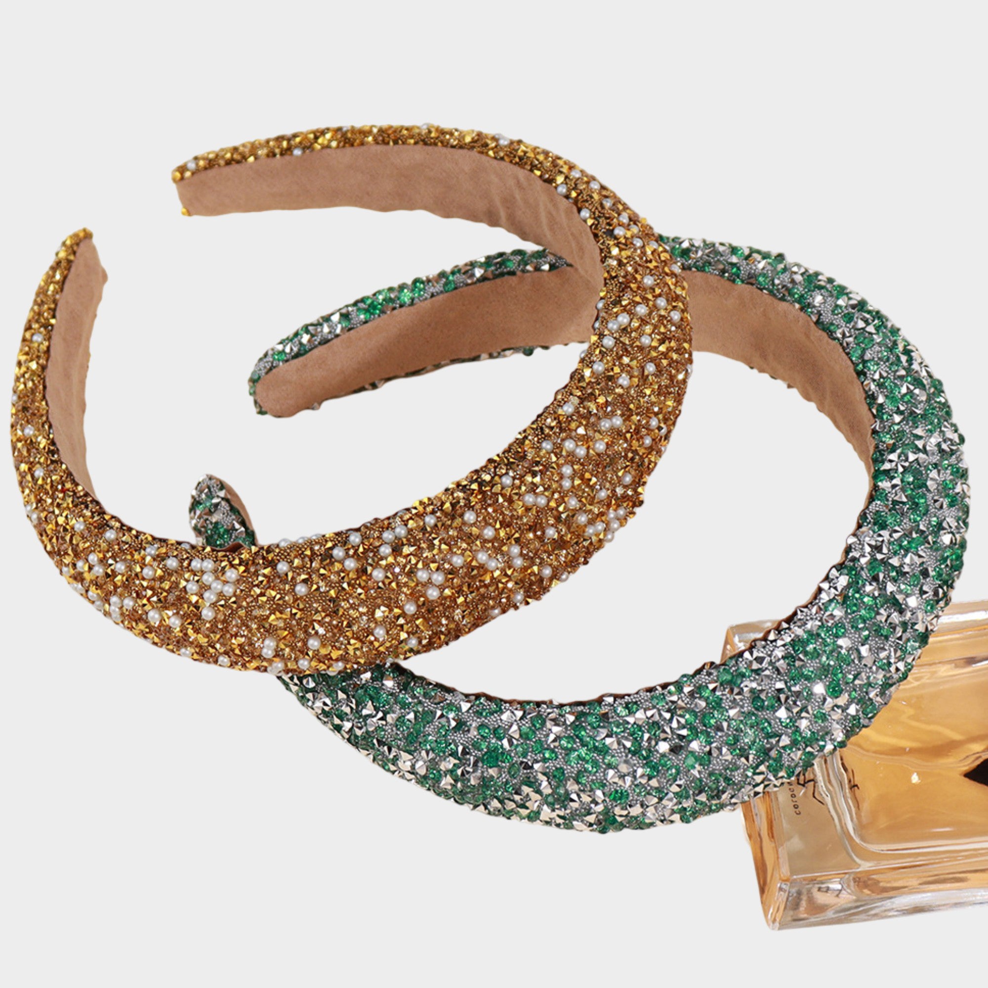 Anna-Kaci Womens Rhinestone Padded Headbands Two Pack Wide Sparkle Hair Accessories