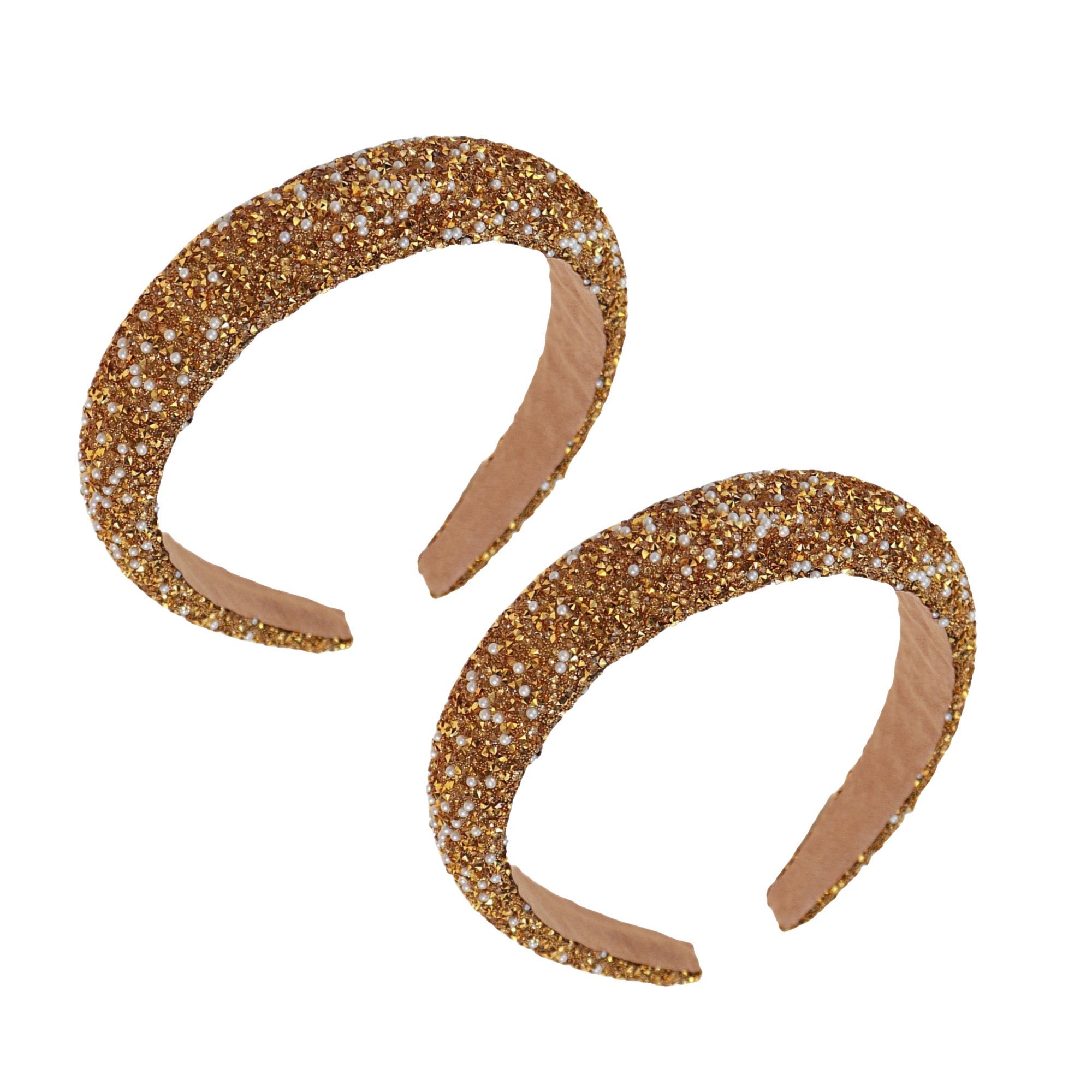 Anna-Kaci Womens Rhinestone Padded Headbands Two Pack Wide Sparkle Hair Accessories